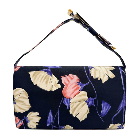 Floral Black Nylon Hand Bag