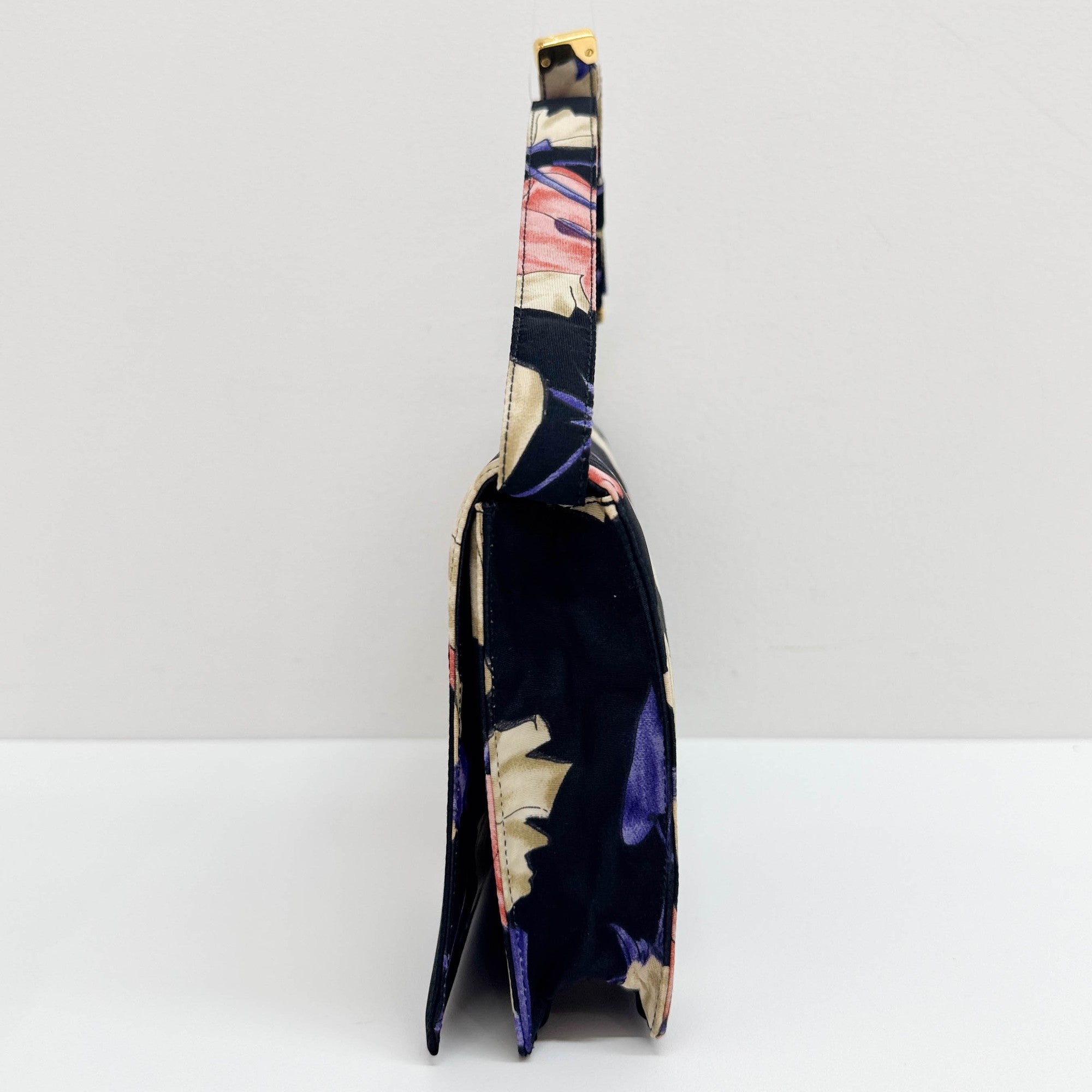 Floral Black Nylon Hand Bag