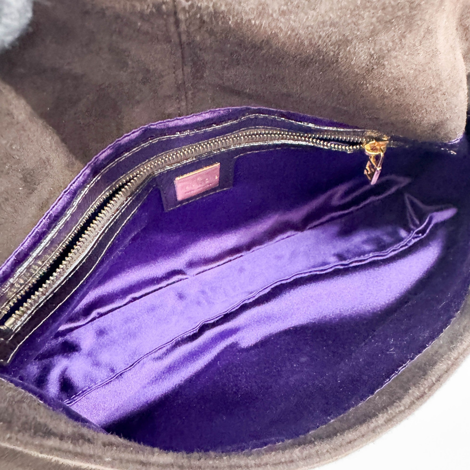 Baguette Brown Suede Shoulder Bag