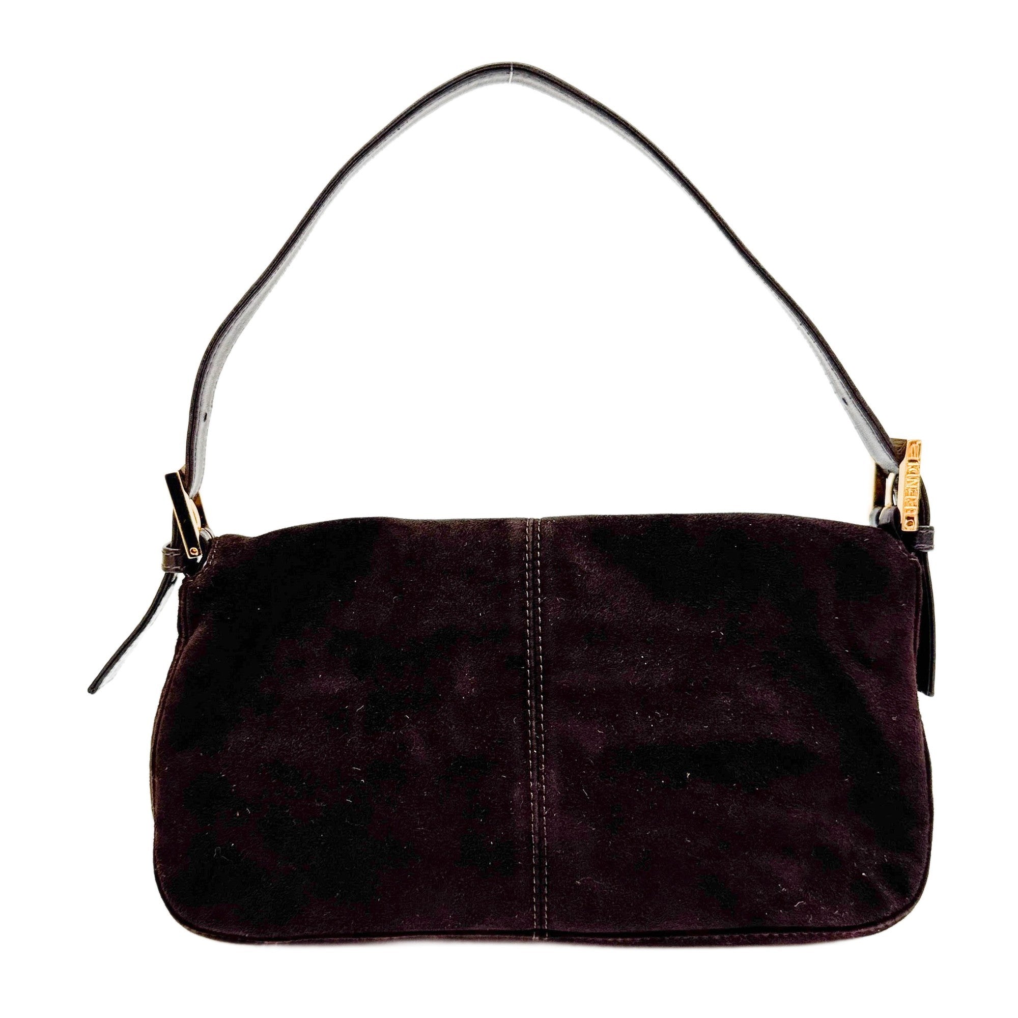 Baguette Brown Suede Shoulder Bag
