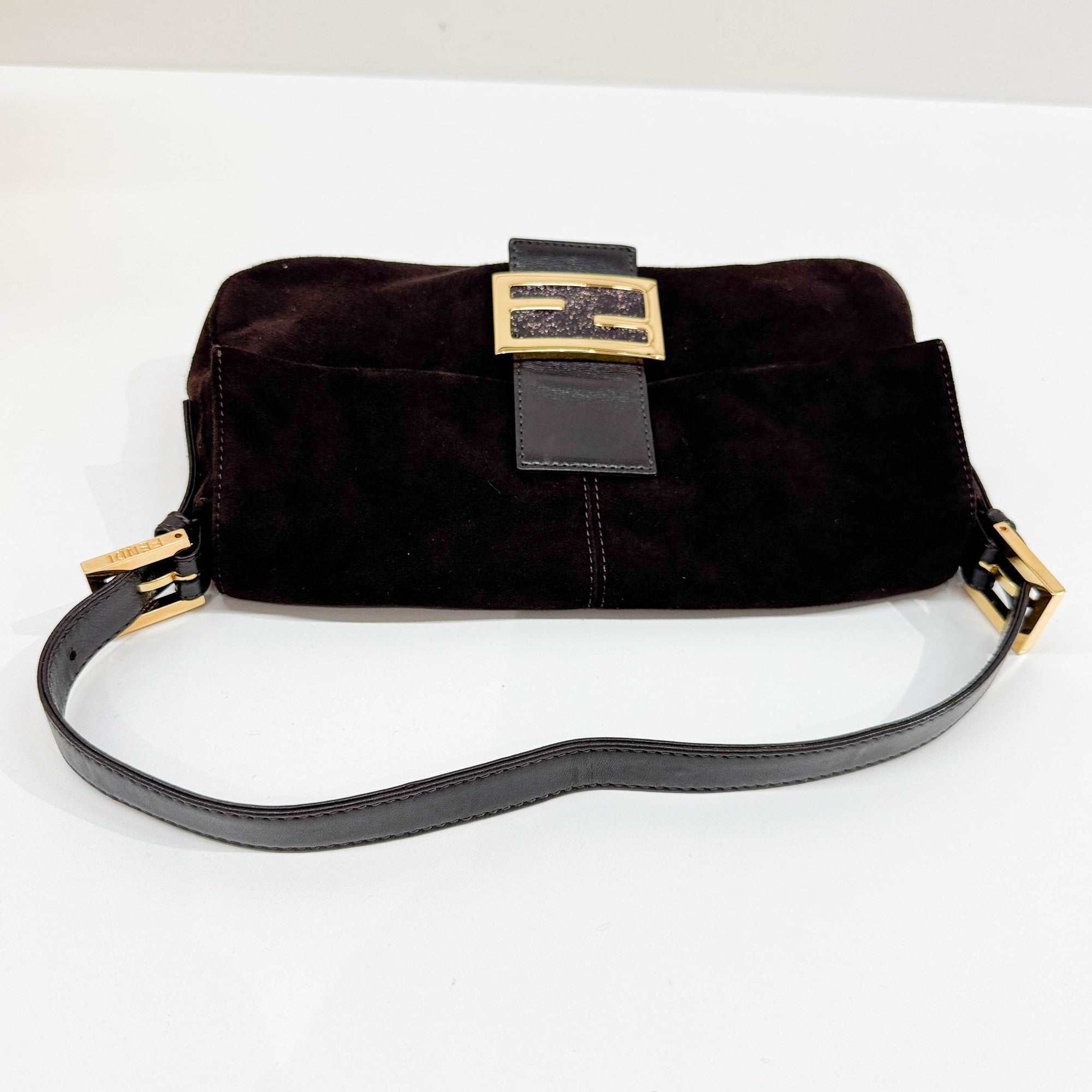 Baguette Brown Suede Shoulder Bag