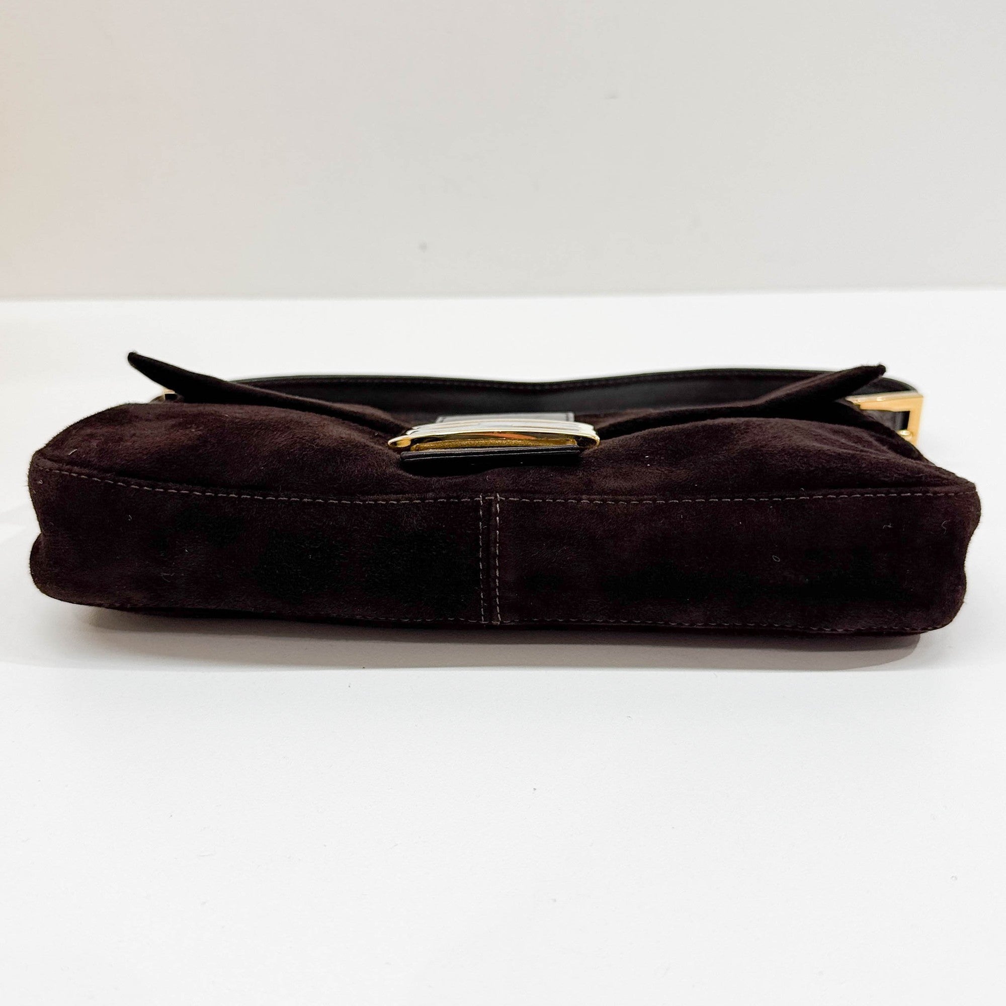 Baguette Brown Suede Shoulder Bag