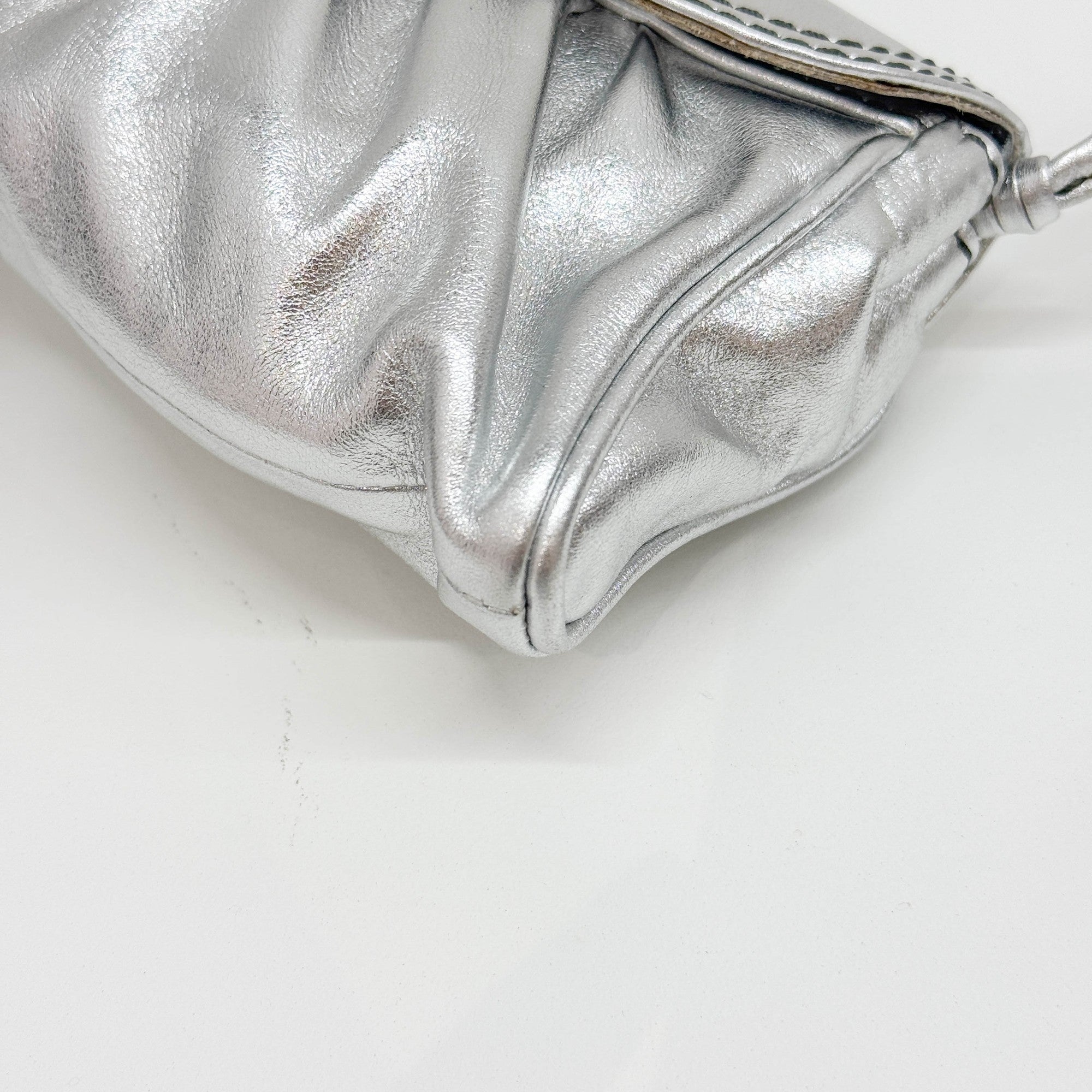 Silver Metallic Leather Shoulder Bag