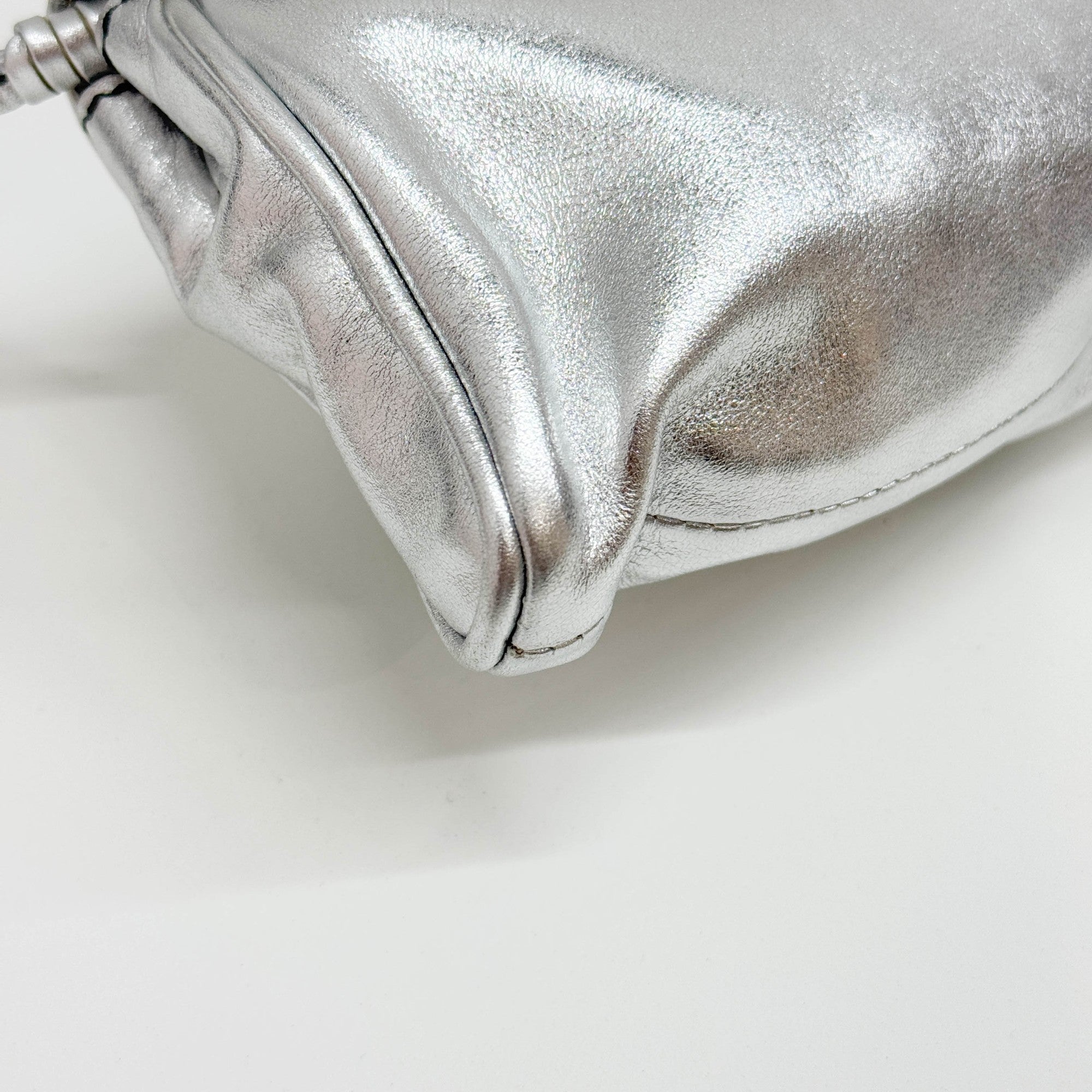 Silver Metallic Leather Shoulder Bag