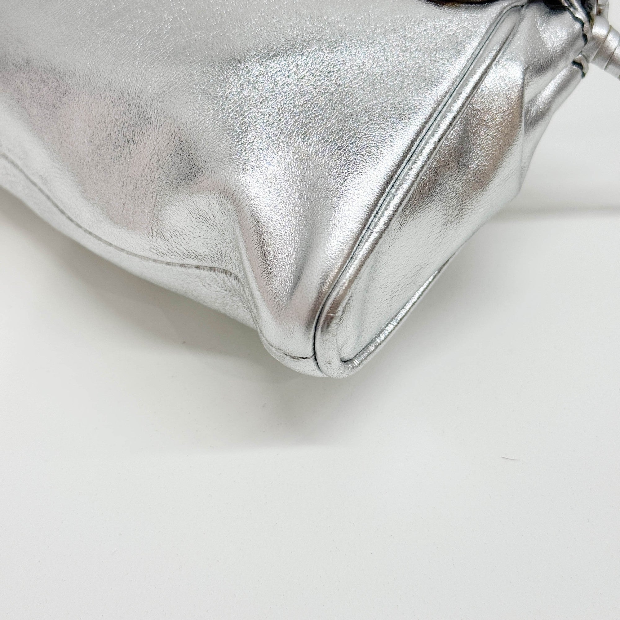 Silver Metallic Leather Shoulder Bag