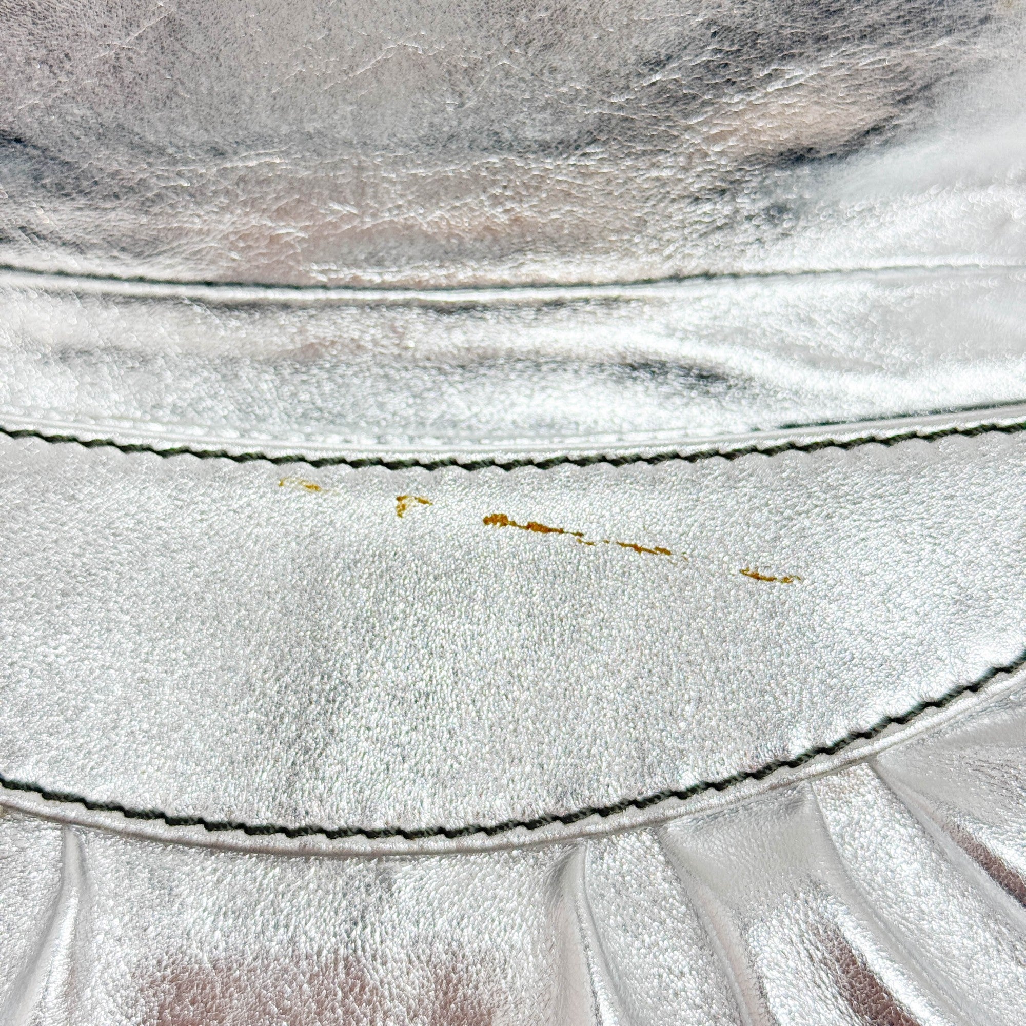 Silver Metallic Leather Shoulder Bag