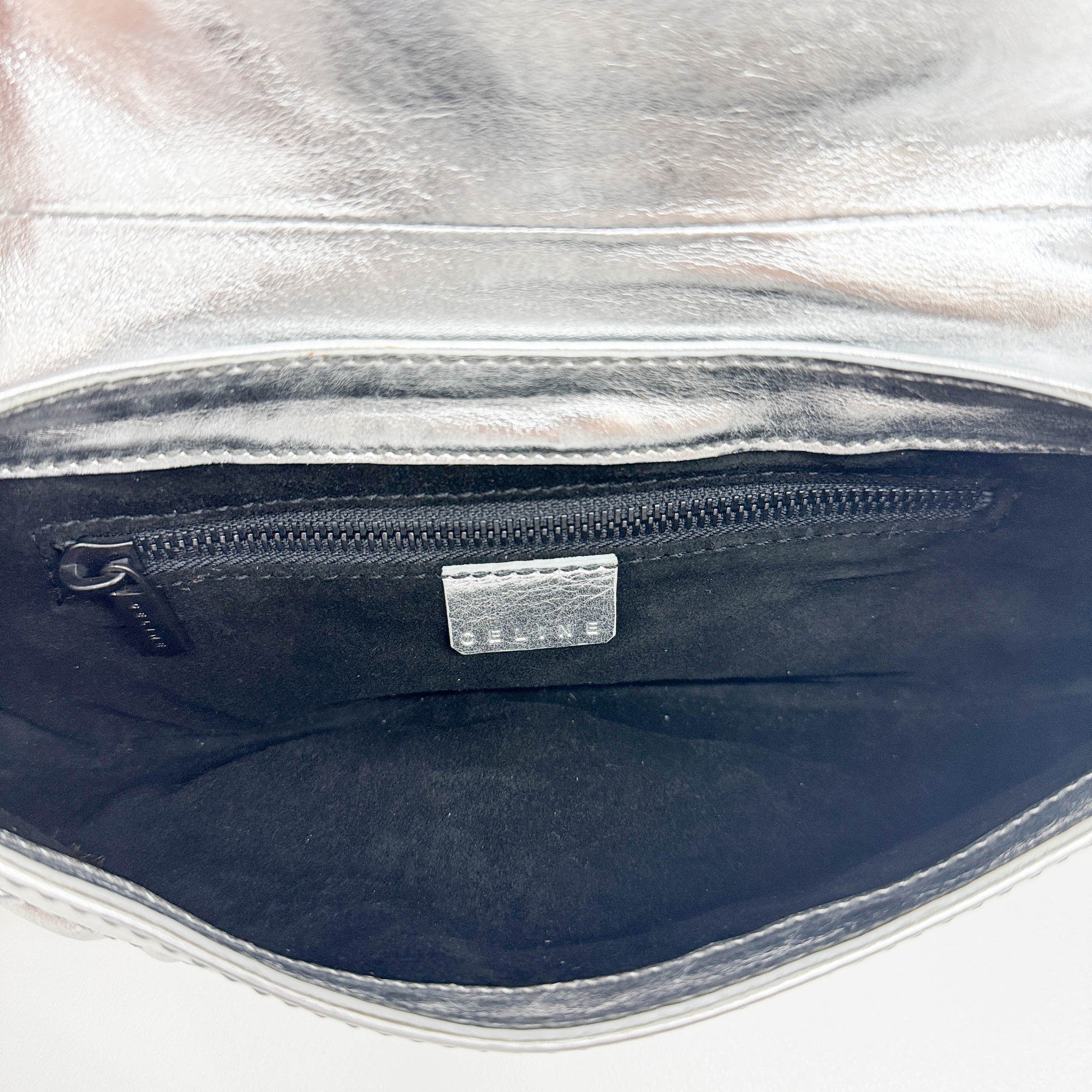 Silver Metallic Leather Shoulder Bag