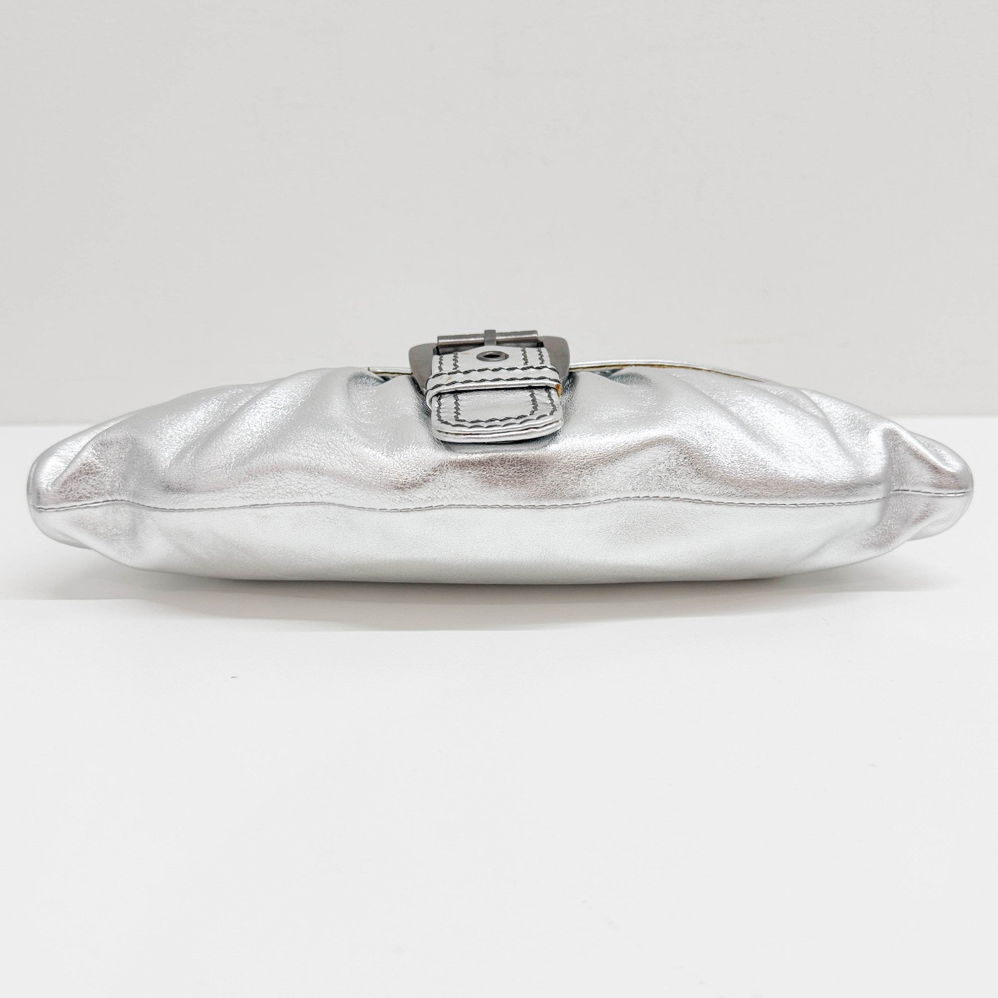 Silver Metallic Leather Shoulder Bag