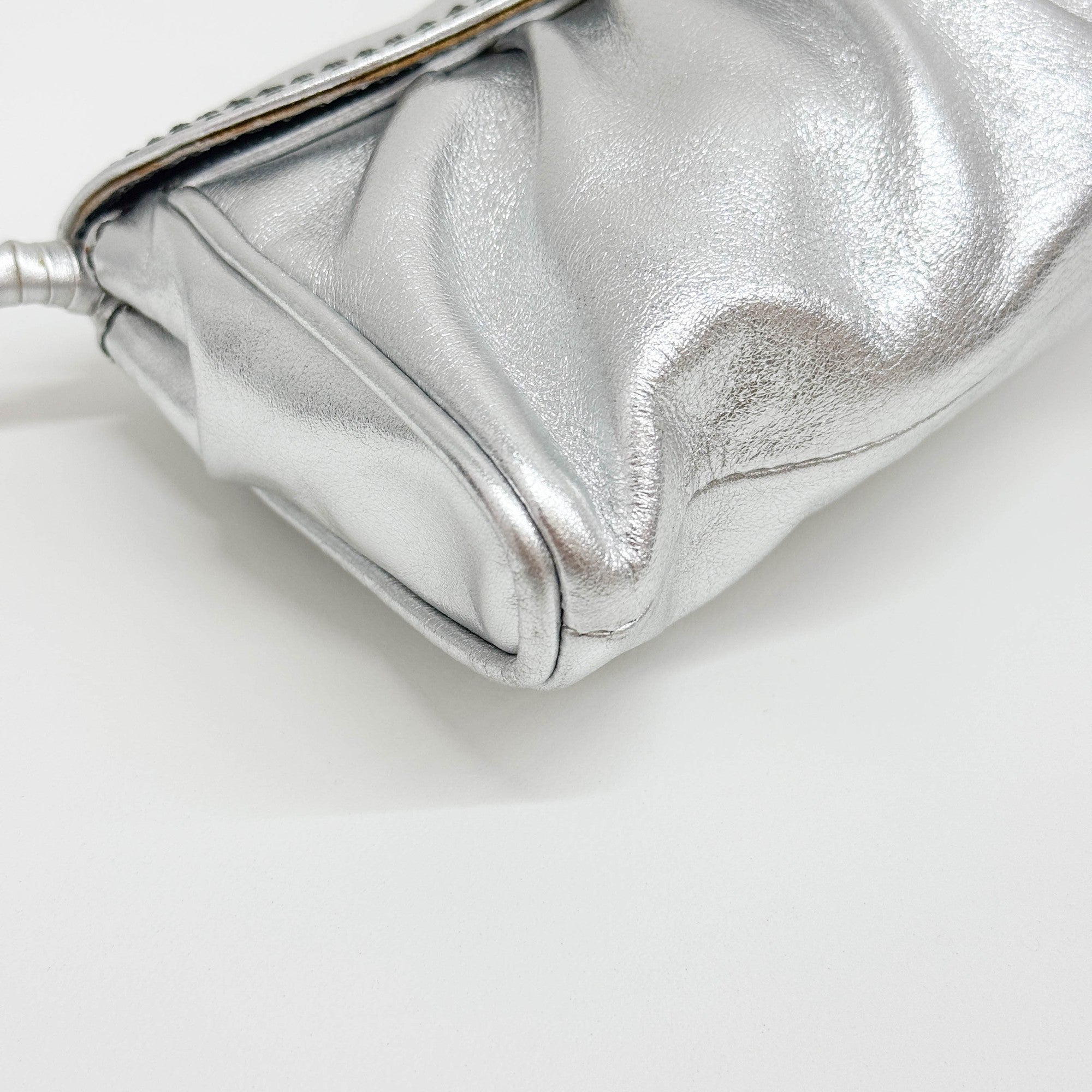 Silver Metallic Leather Shoulder Bag