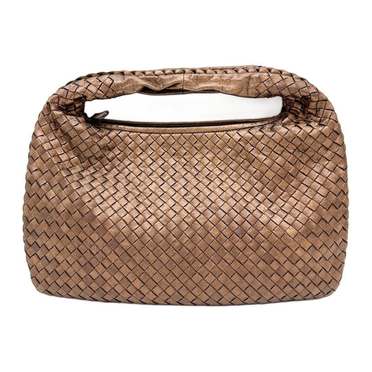 Intrecciato Metallic Bronze Leather Shoulder Bag
