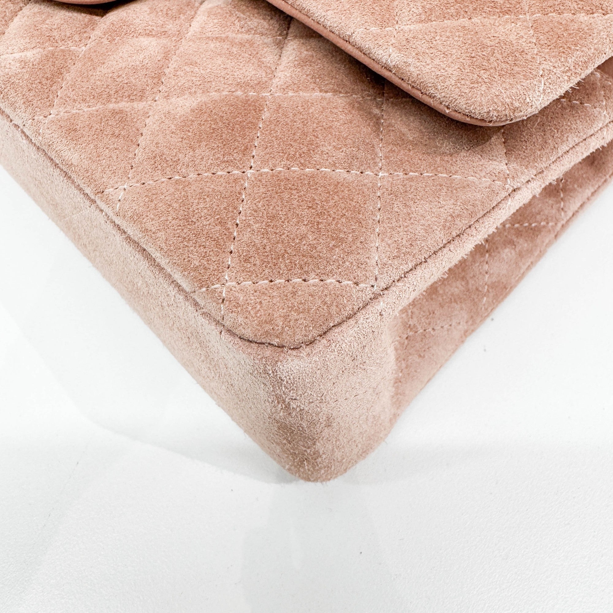 Classic Double Flap Matelasse Dusty Rose Suede Shoulder Bag