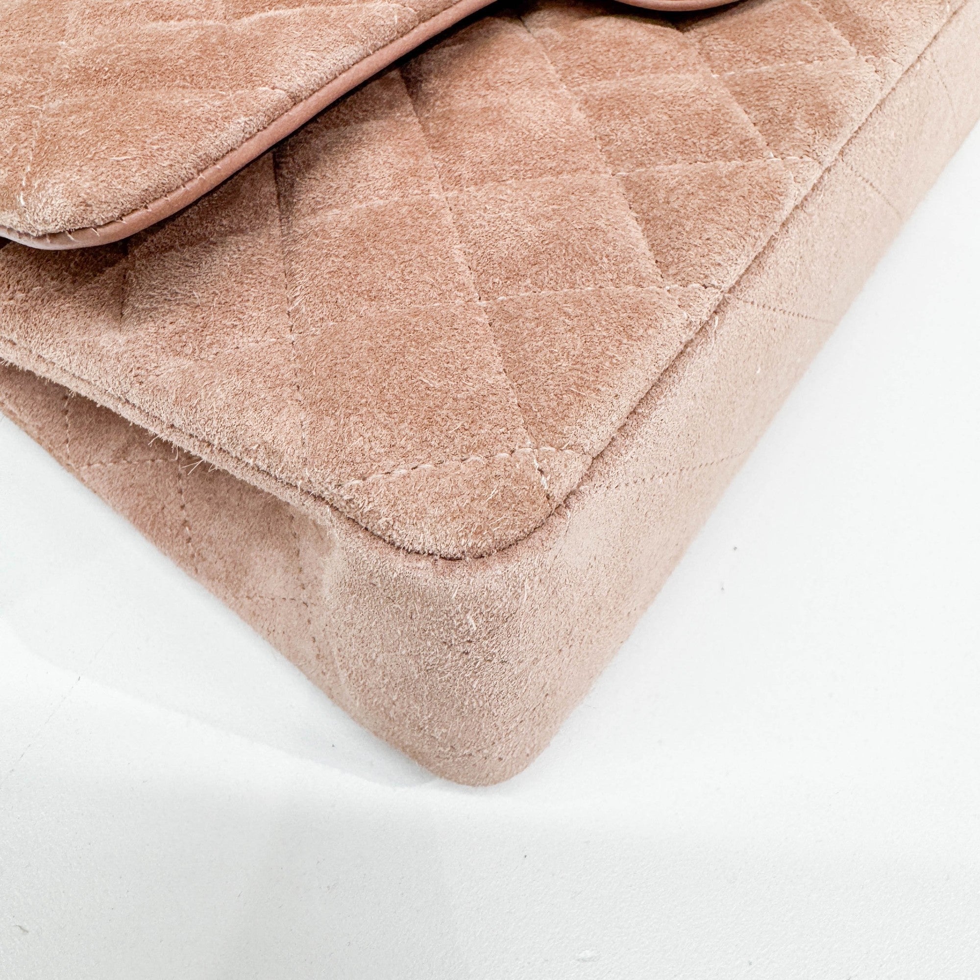 Classic Double Flap Matelasse Dusty Rose Suede Shoulder Bag