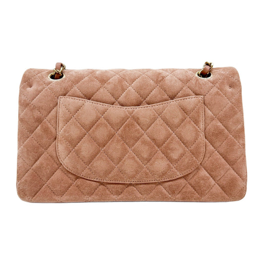 Classic Double Flap Matelasse Dusty Rose Suede Shoulder Bag