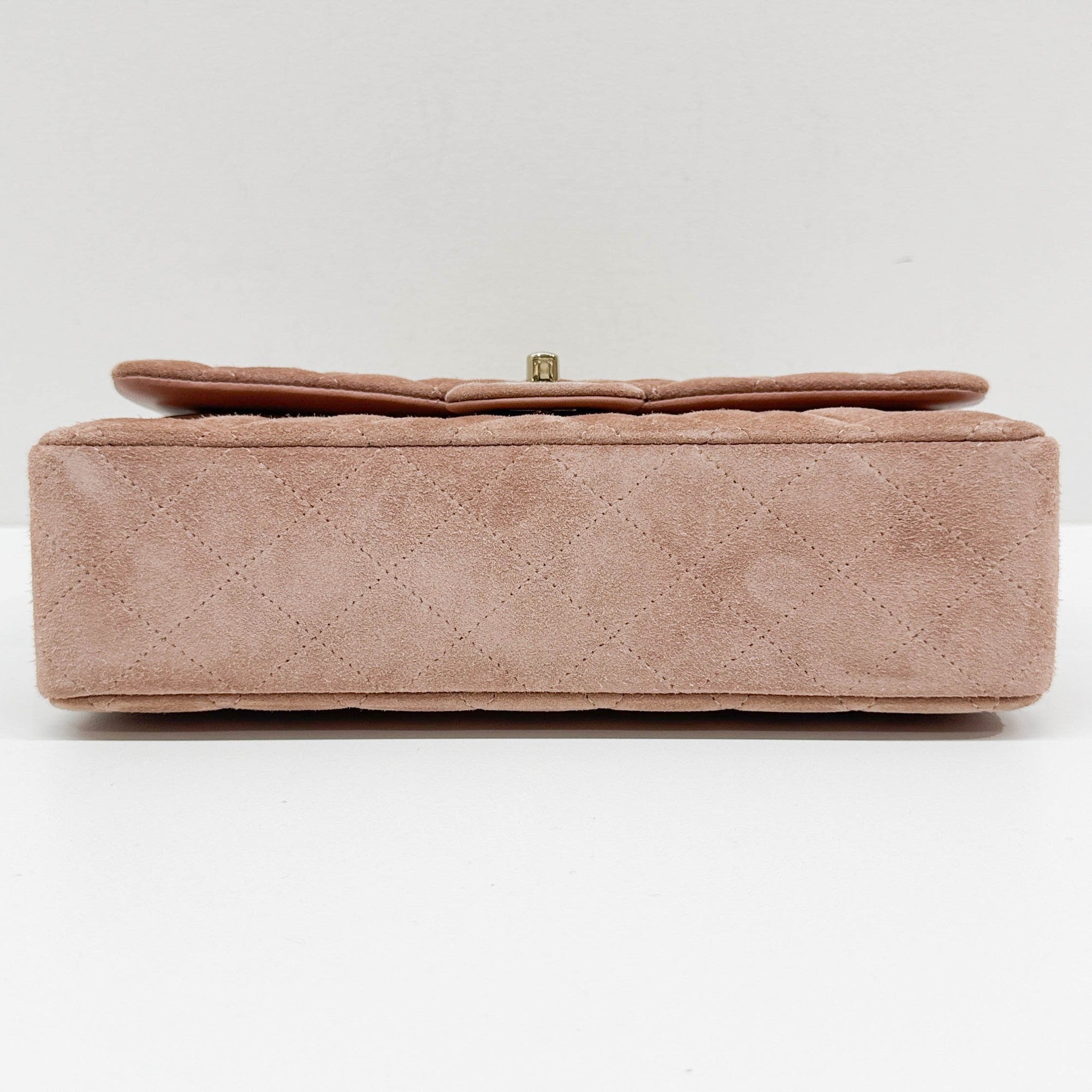 Classic Double Flap Matelasse Dusty Rose Suede Shoulder Bag