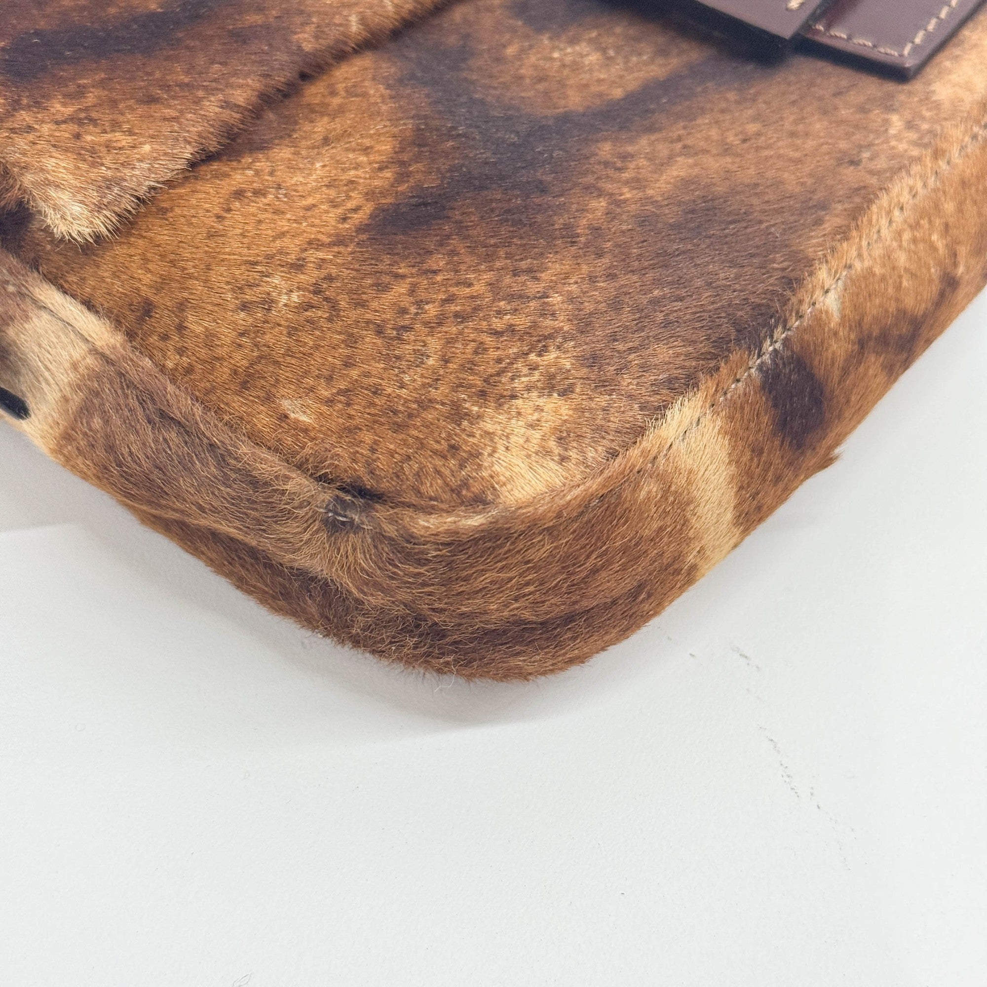 Baguette Brown Animal Print Pony Hair Shoulder Bag