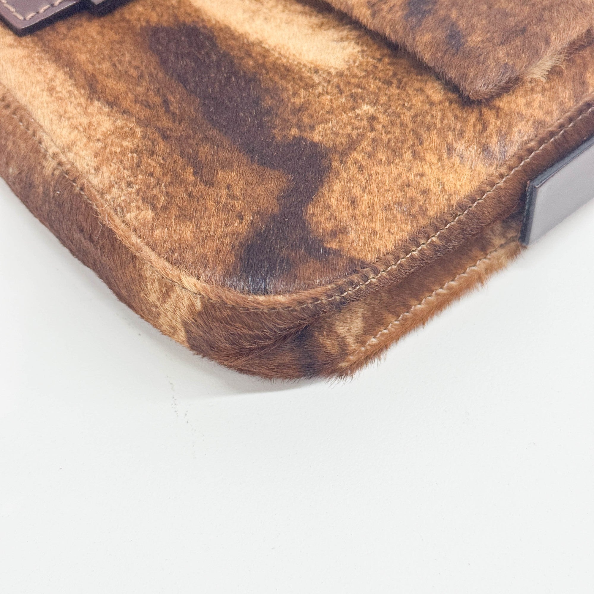 Baguette Brown Animal Print Pony Hair Shoulder Bag