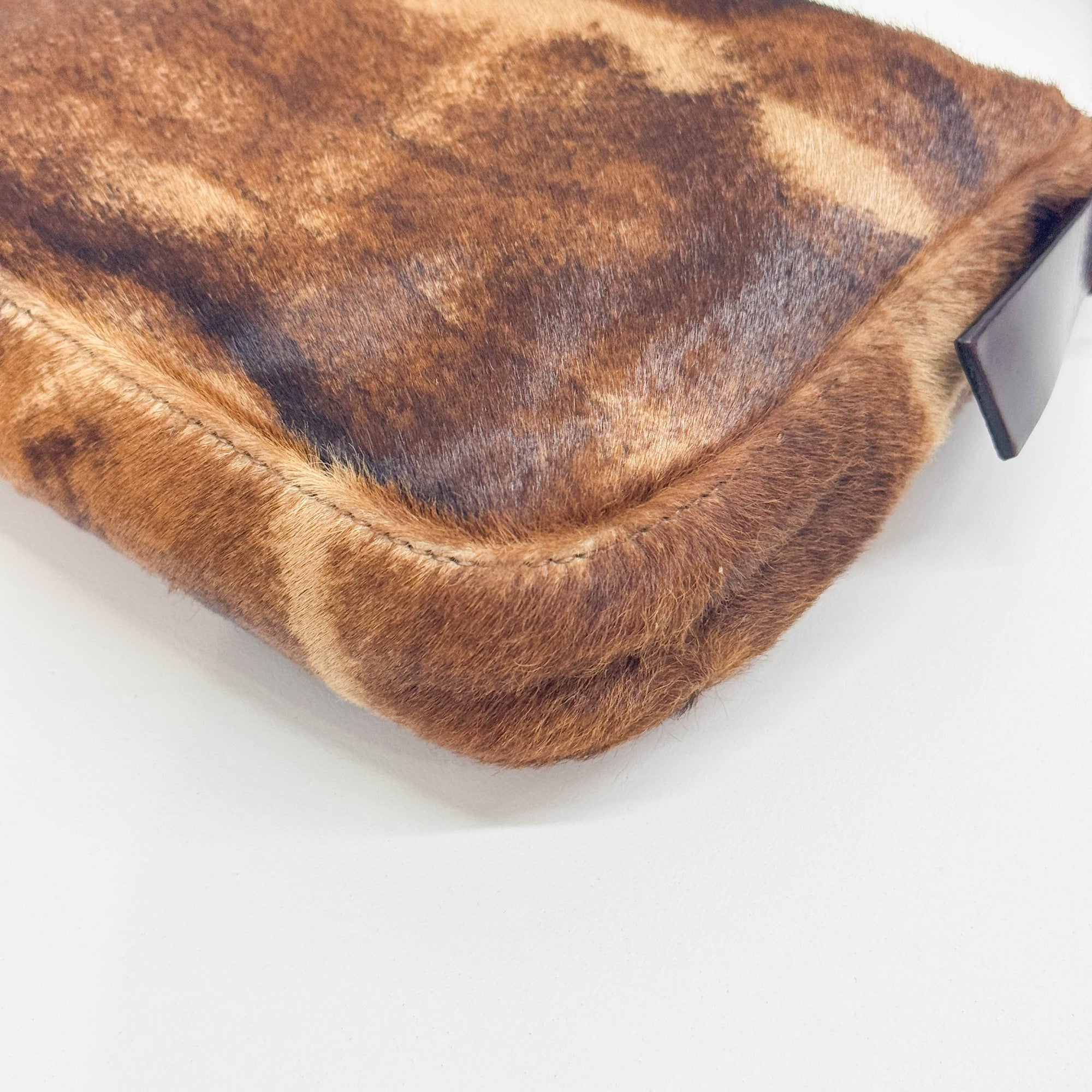Baguette Brown Animal Print Pony Hair Shoulder Bag