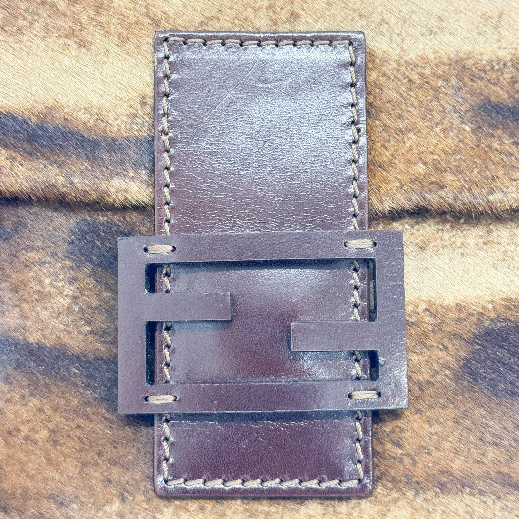 Baguette Brown Animal Print Pony Hair Shoulder Bag