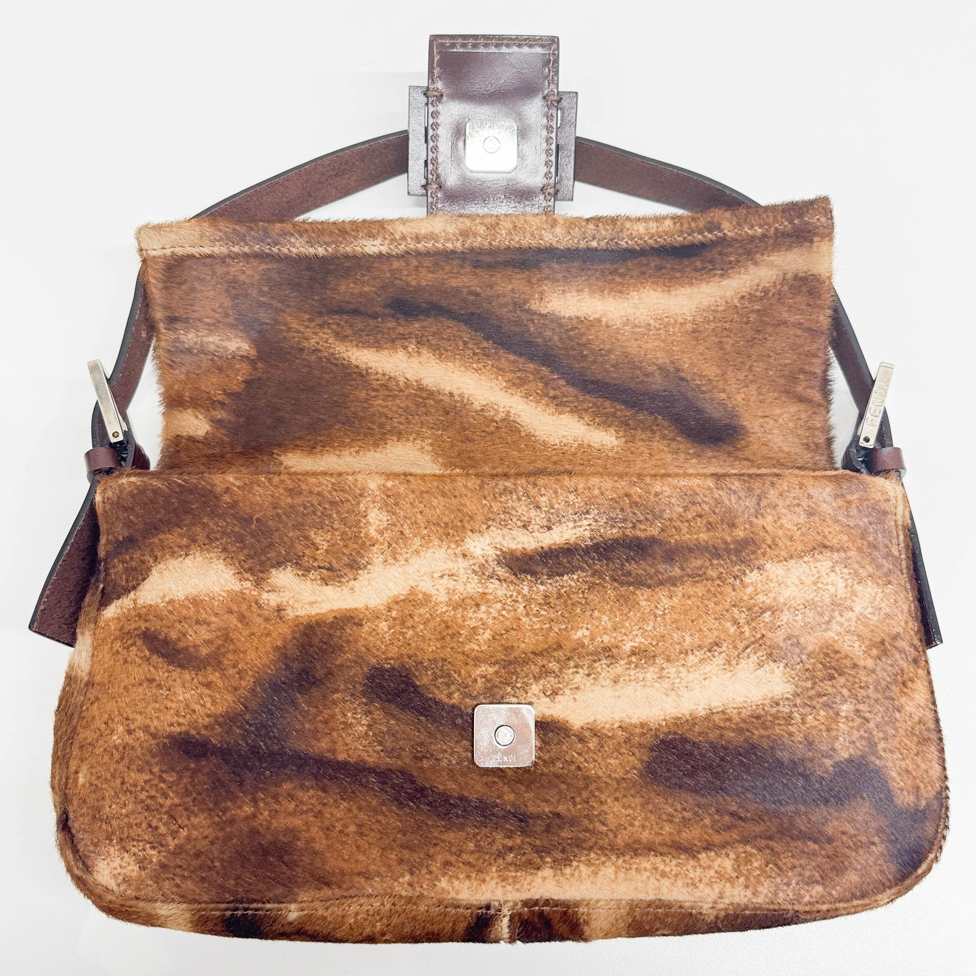 Baguette Brown Animal Print Pony Hair Shoulder Bag