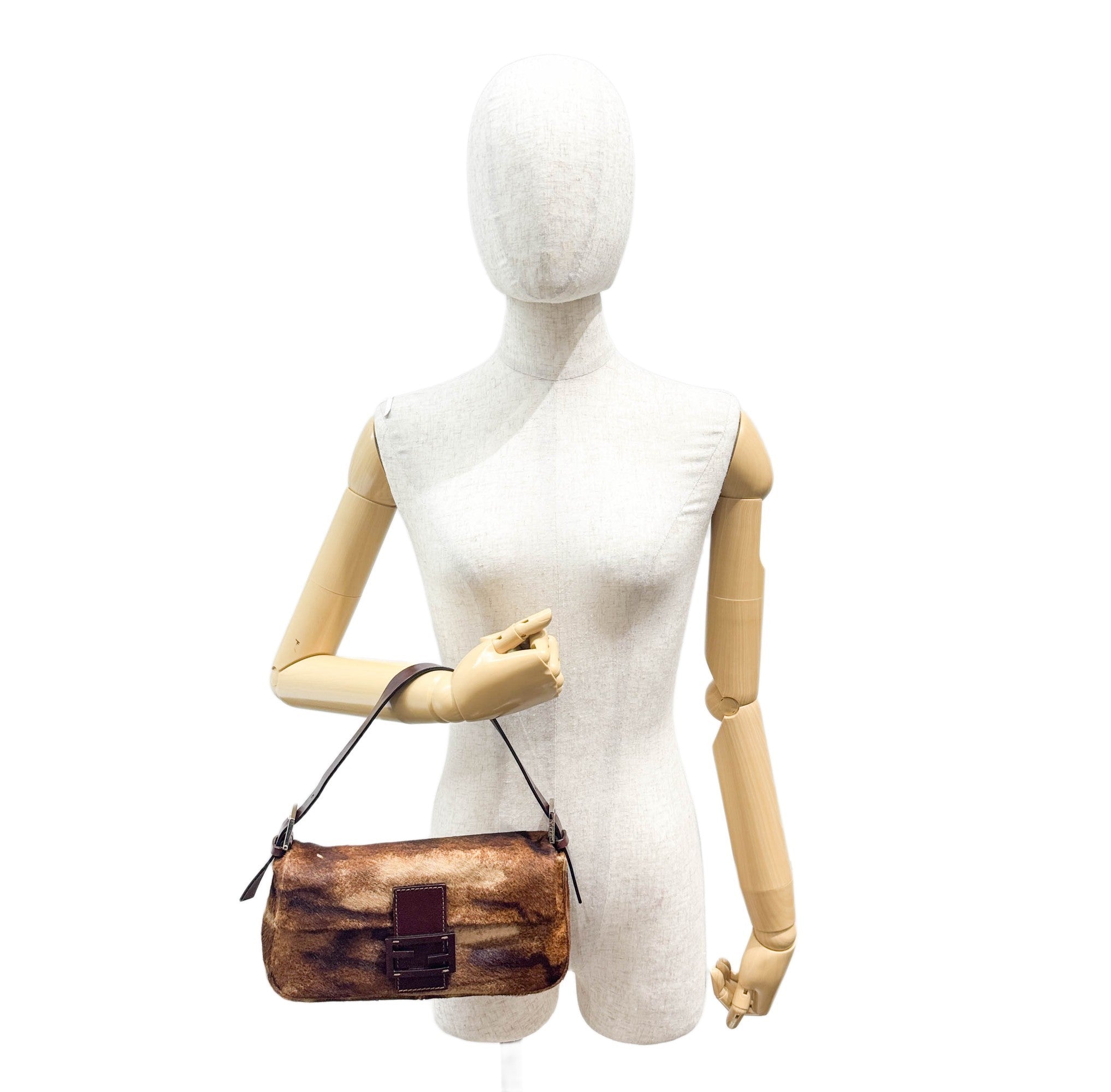 Baguette Brown Animal Print Pony Hair Shoulder Bag