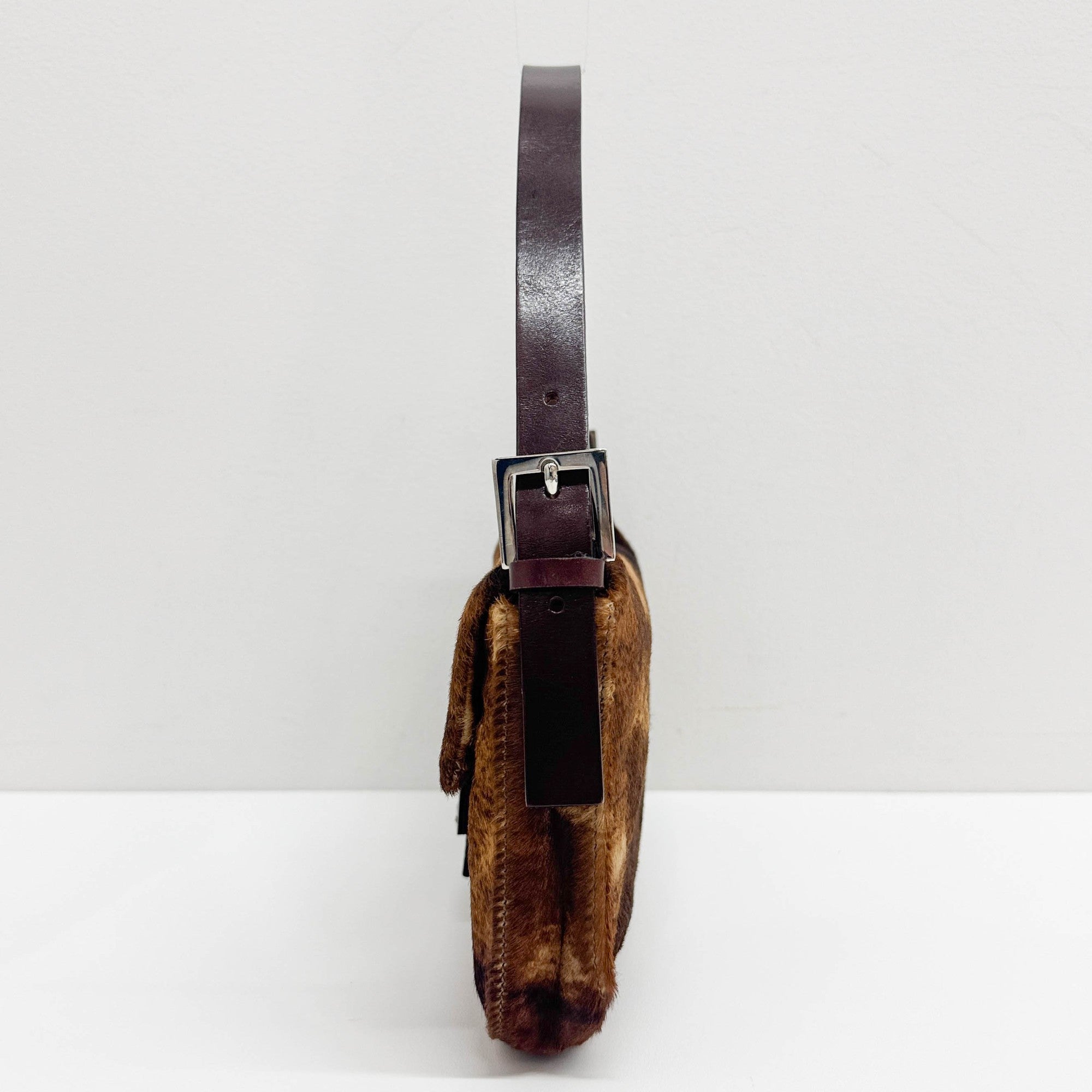 Baguette Brown Animal Print Pony Hair Shoulder Bag