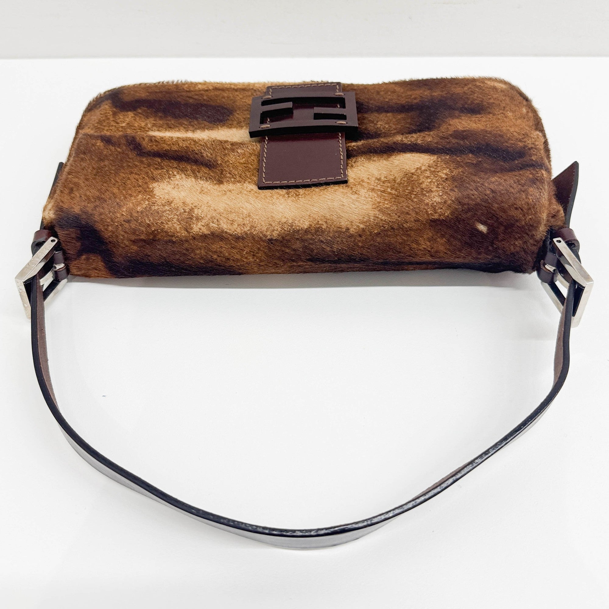 Baguette Brown Animal Print Pony Hair Shoulder Bag