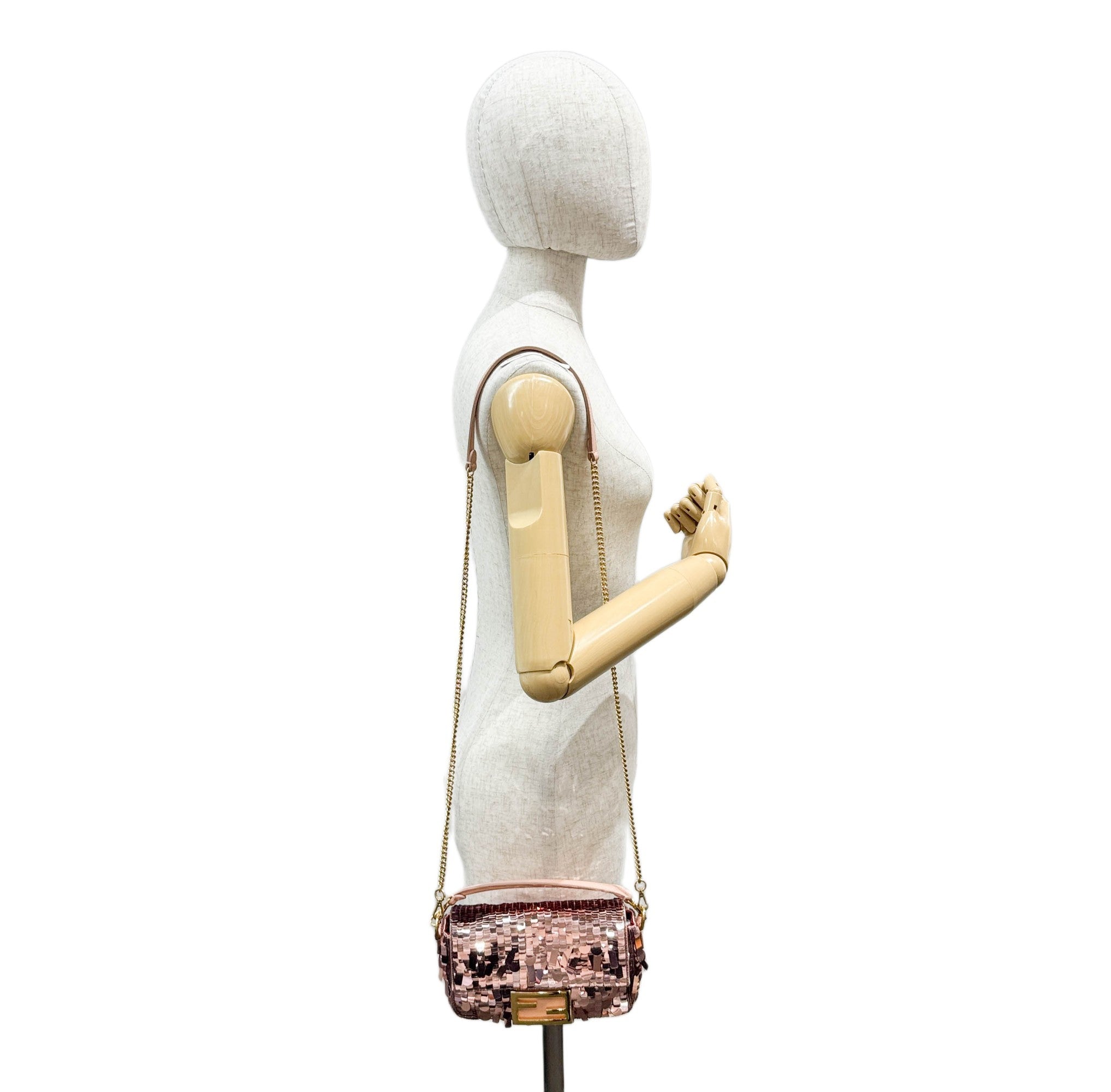 Mini Baguette Pink Sequin Two Way Bag