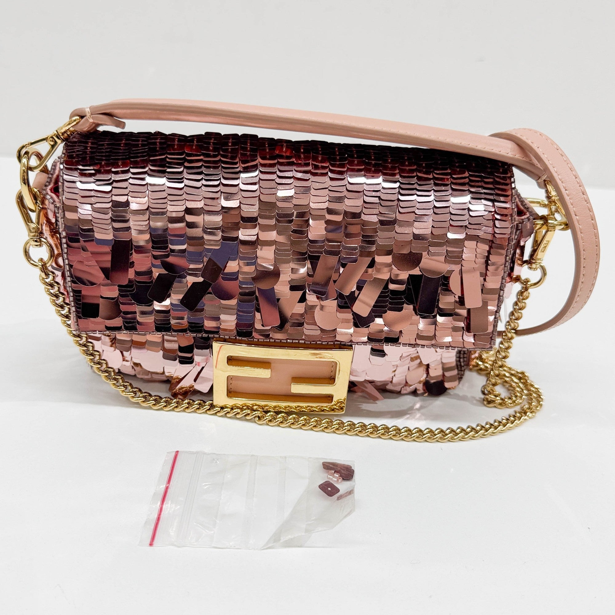 Mini Baguette Pink Sequin Two Way Bag