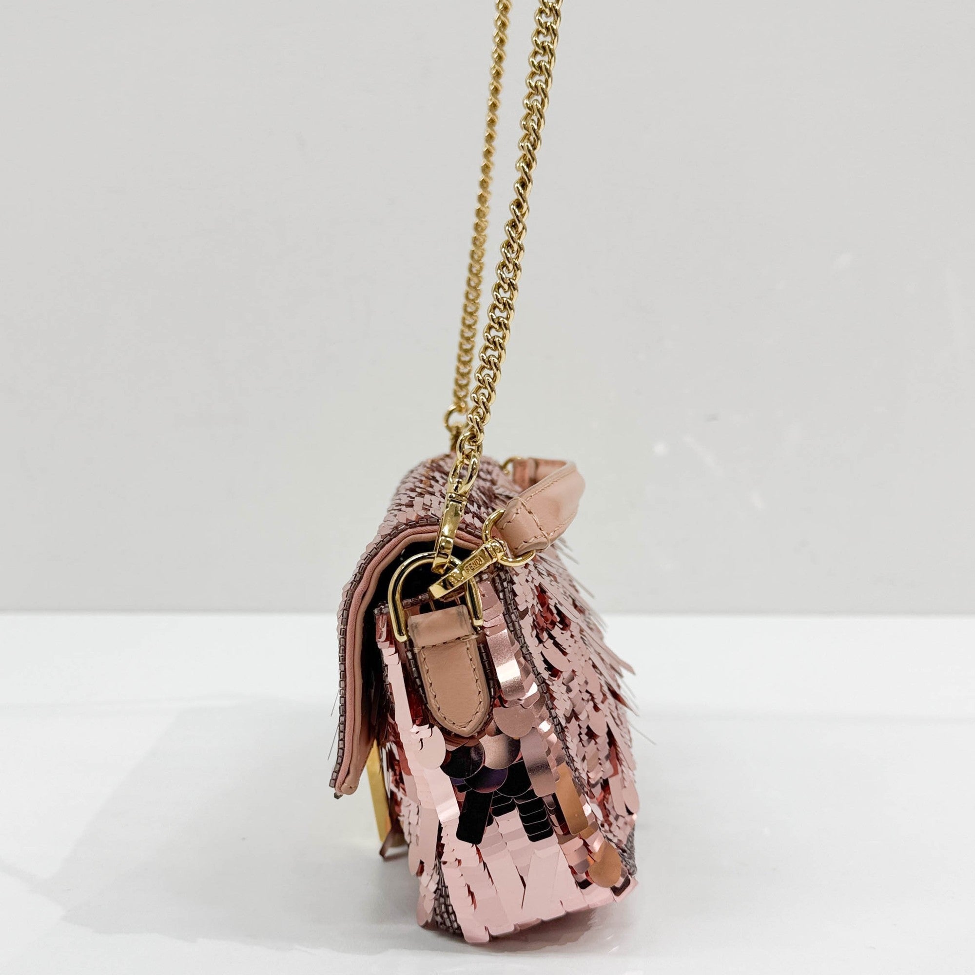 Mini Baguette Pink Sequin Two Way Bag