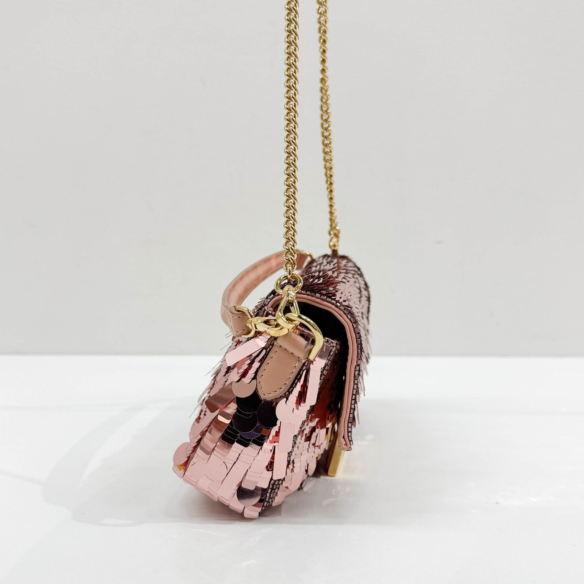Mini Baguette Pink Sequin Two Way Bag