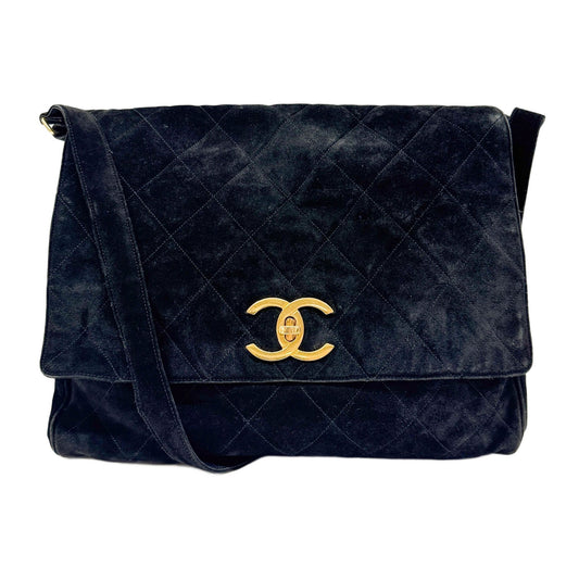 Matelasse Black Suede Tote Bag