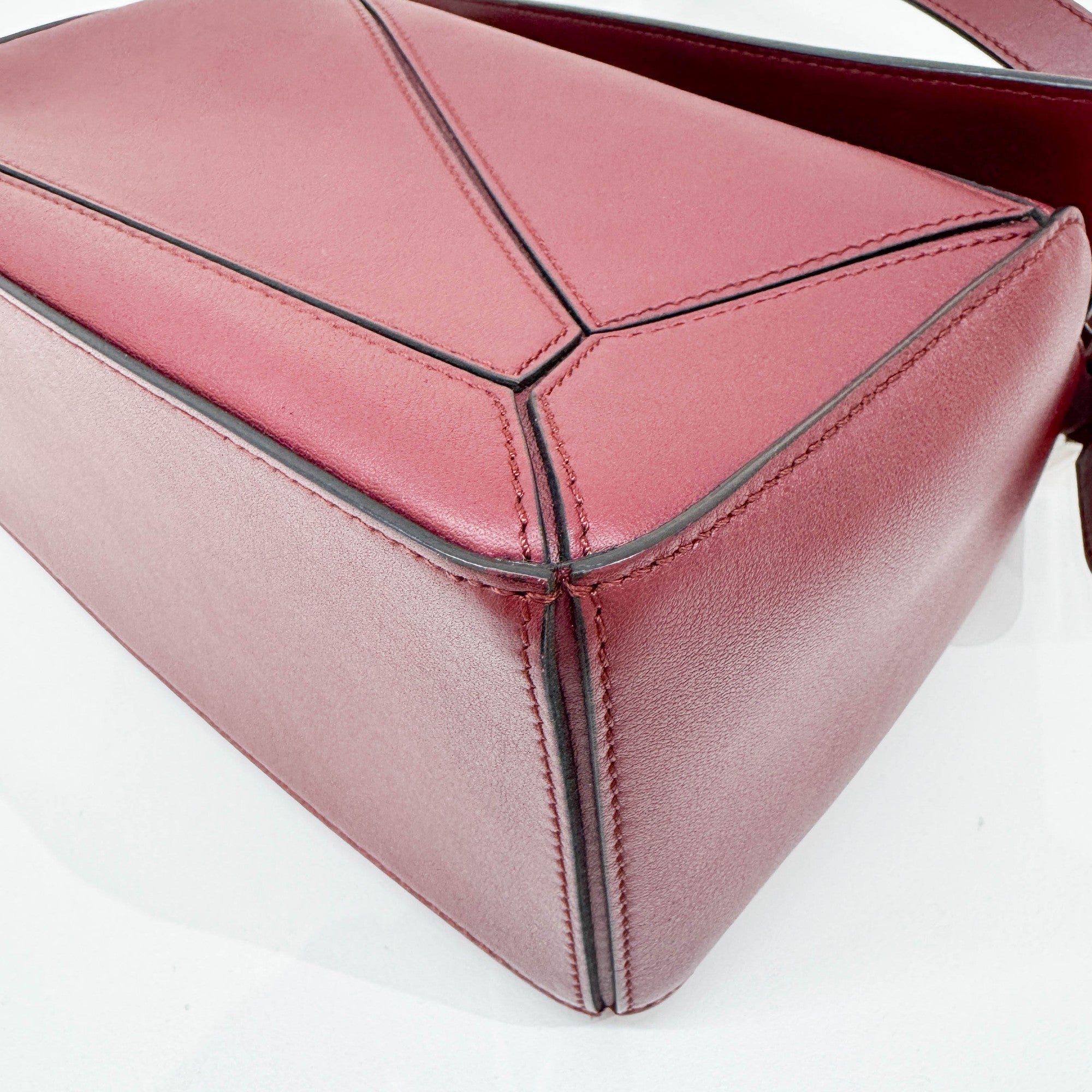 Puzzle Red Leather Two-Way Bag