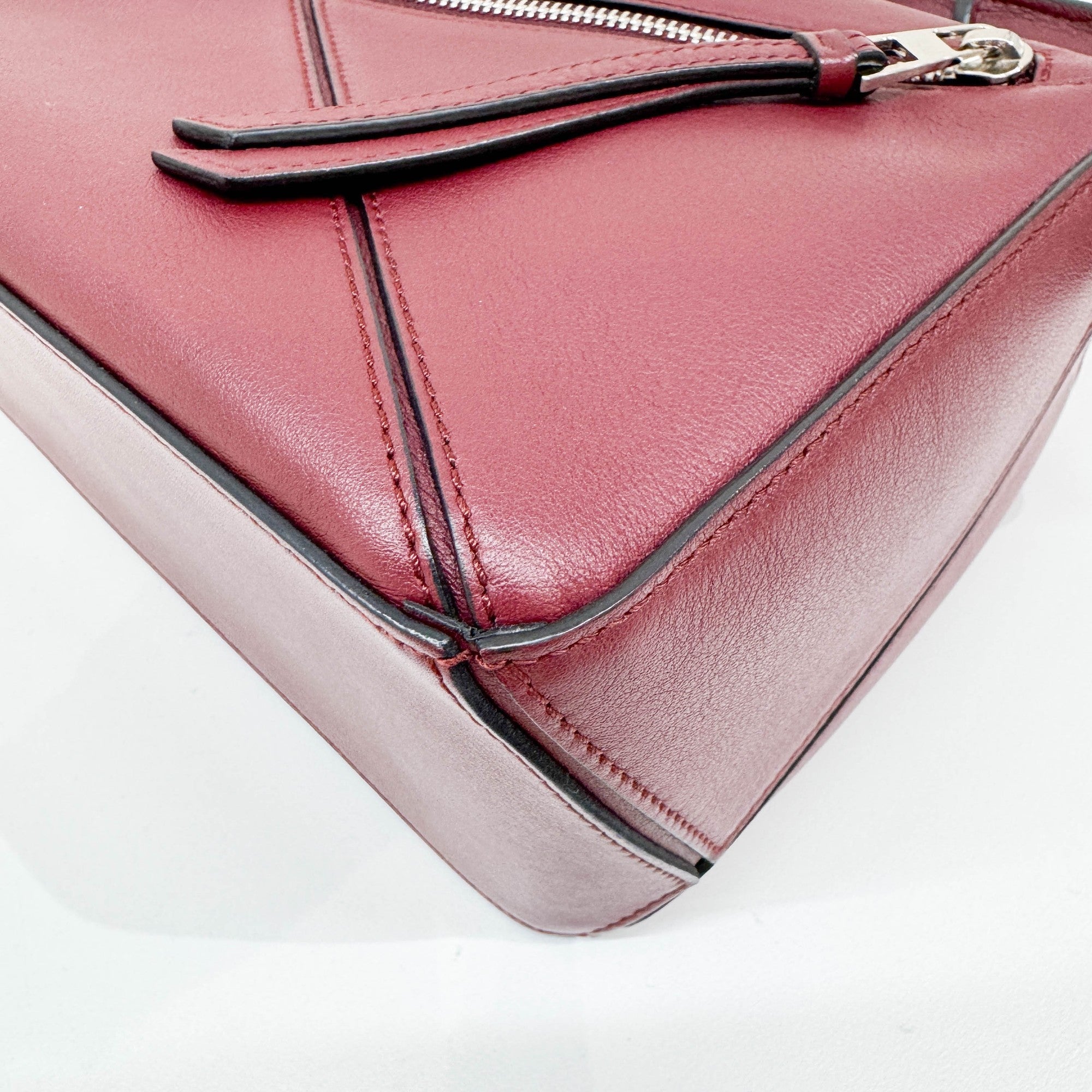 Puzzle Red Leather Two-Way Bag