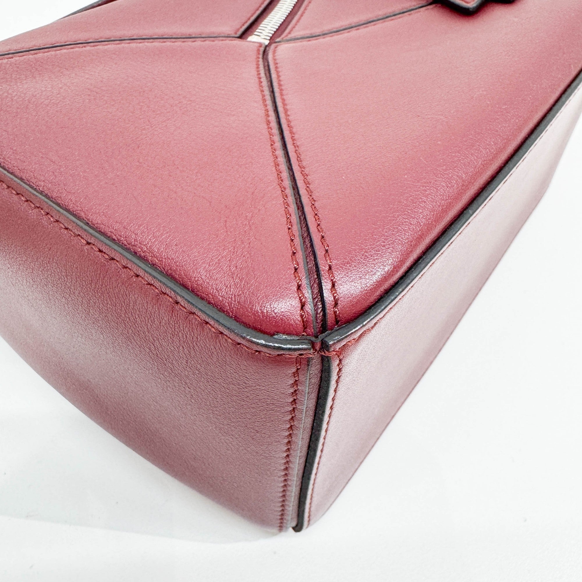 Puzzle Red Leather Two-Way Bag