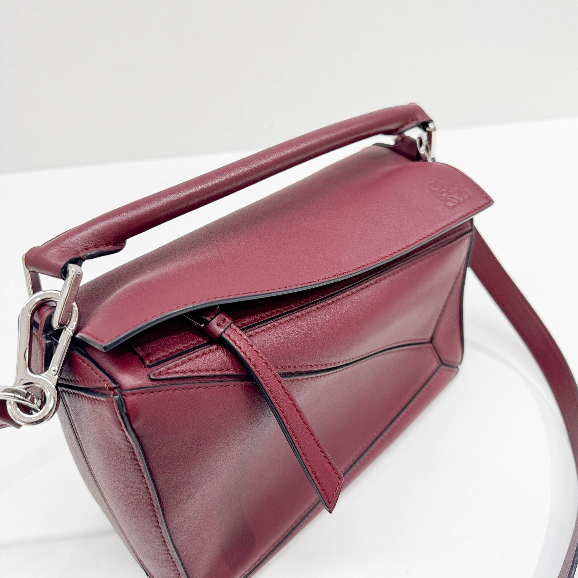 Puzzle Red Leather Two-Way Bag