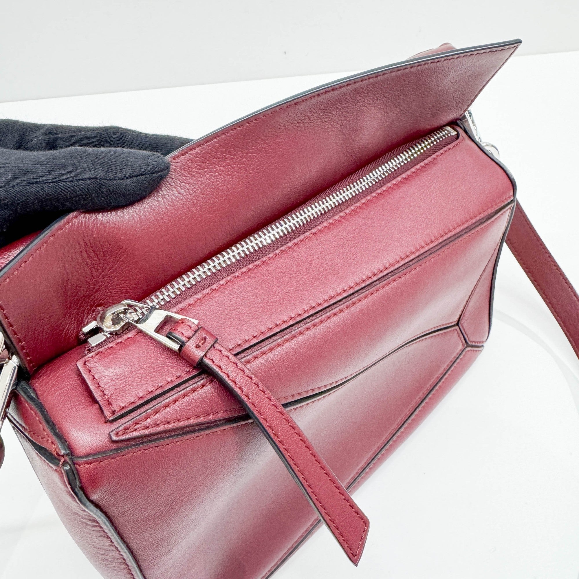 Puzzle Red Leather Two-Way Bag