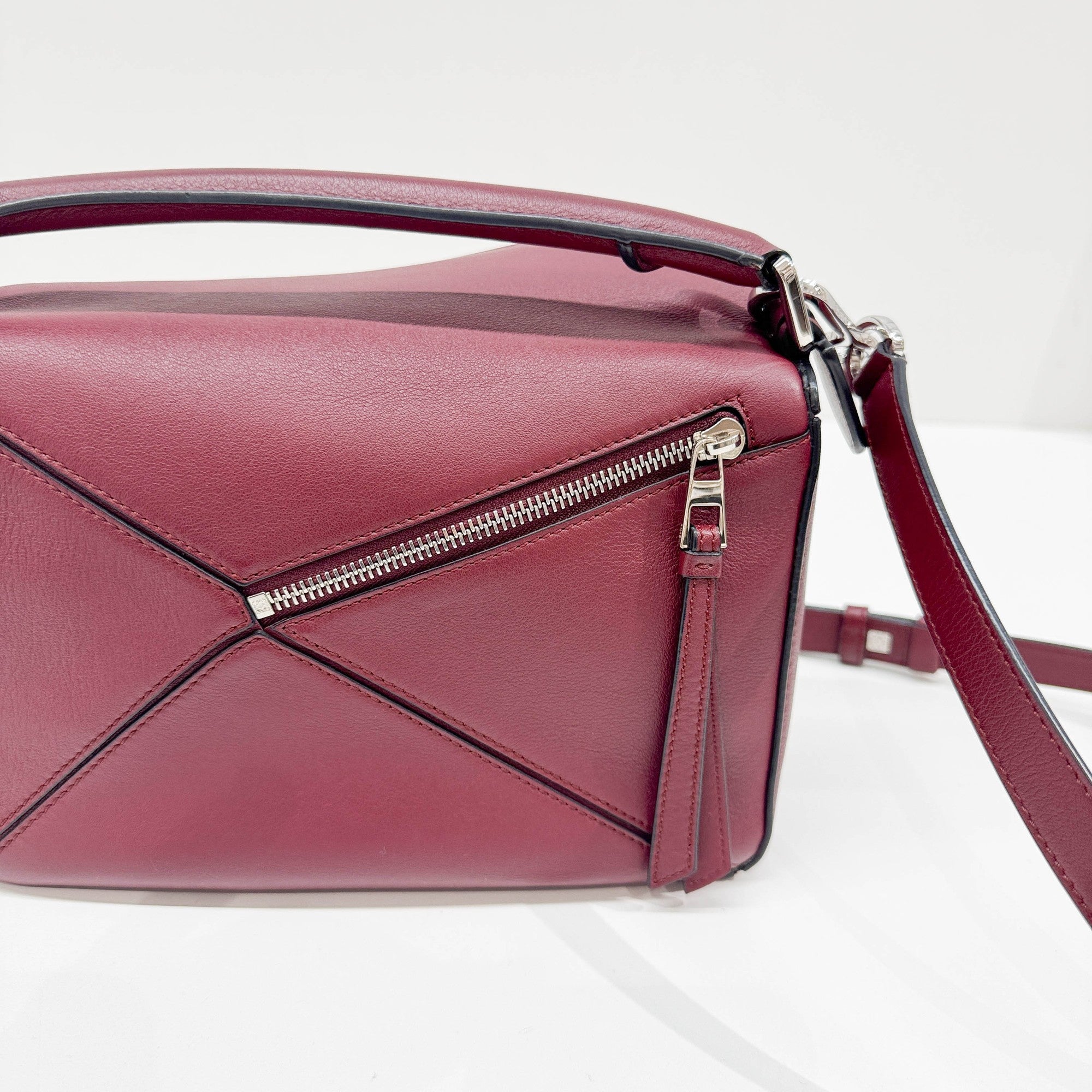 Puzzle Red Leather Two-Way Bag