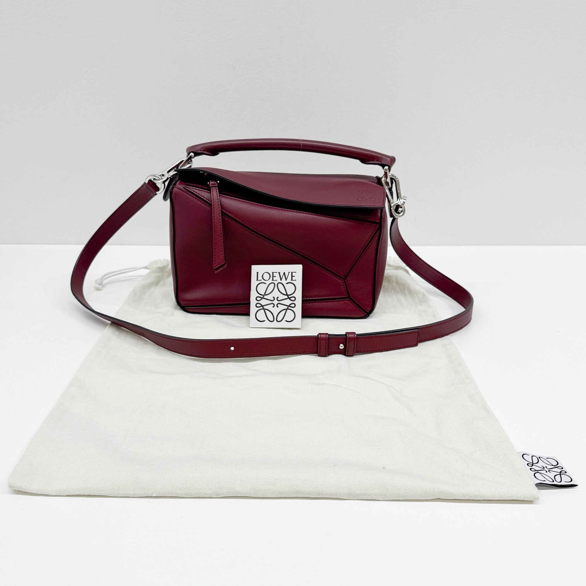 Puzzle Red Leather Two-Way Bag