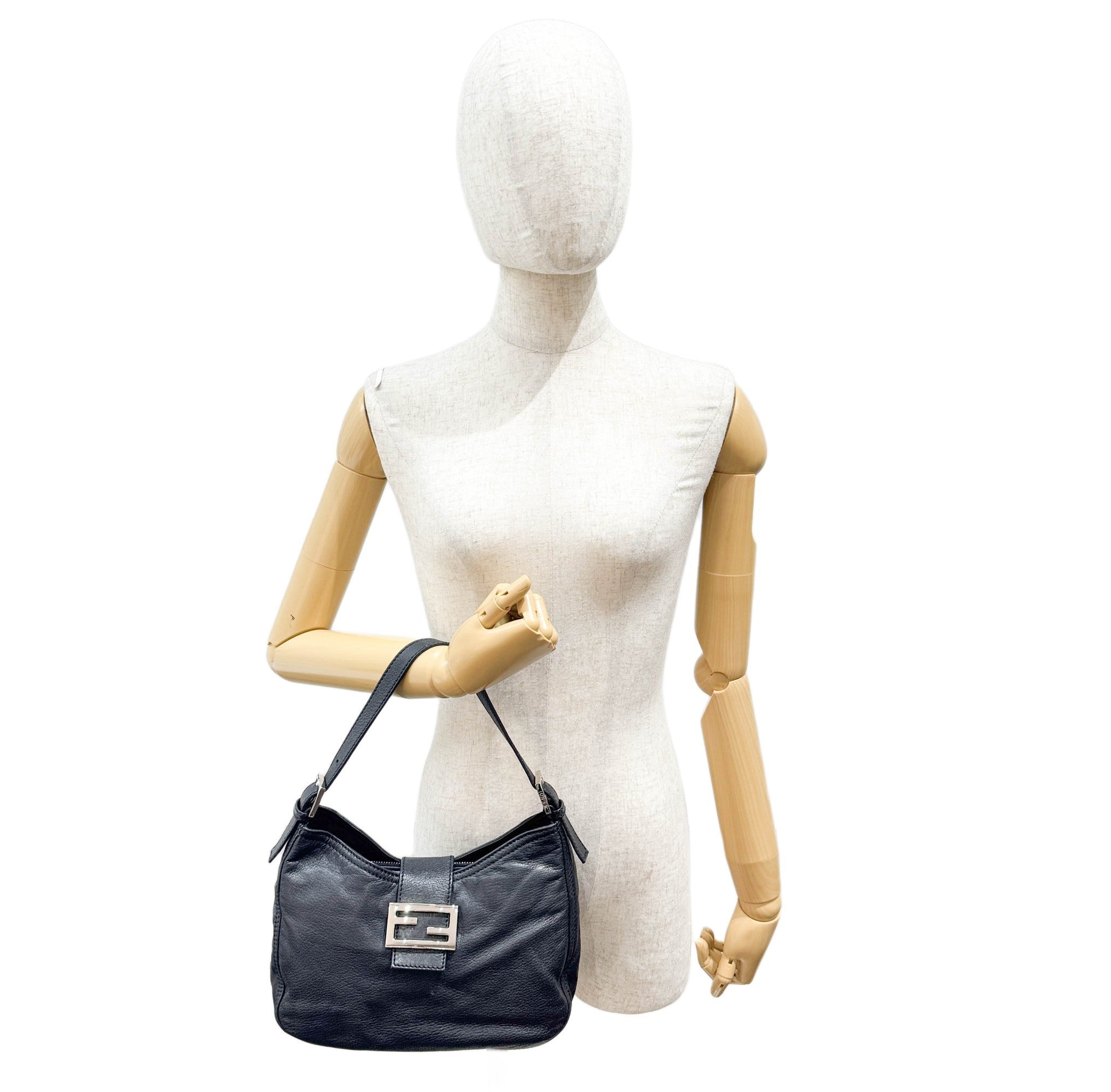 Mamma Baguette Black Leather Shoulder Bag