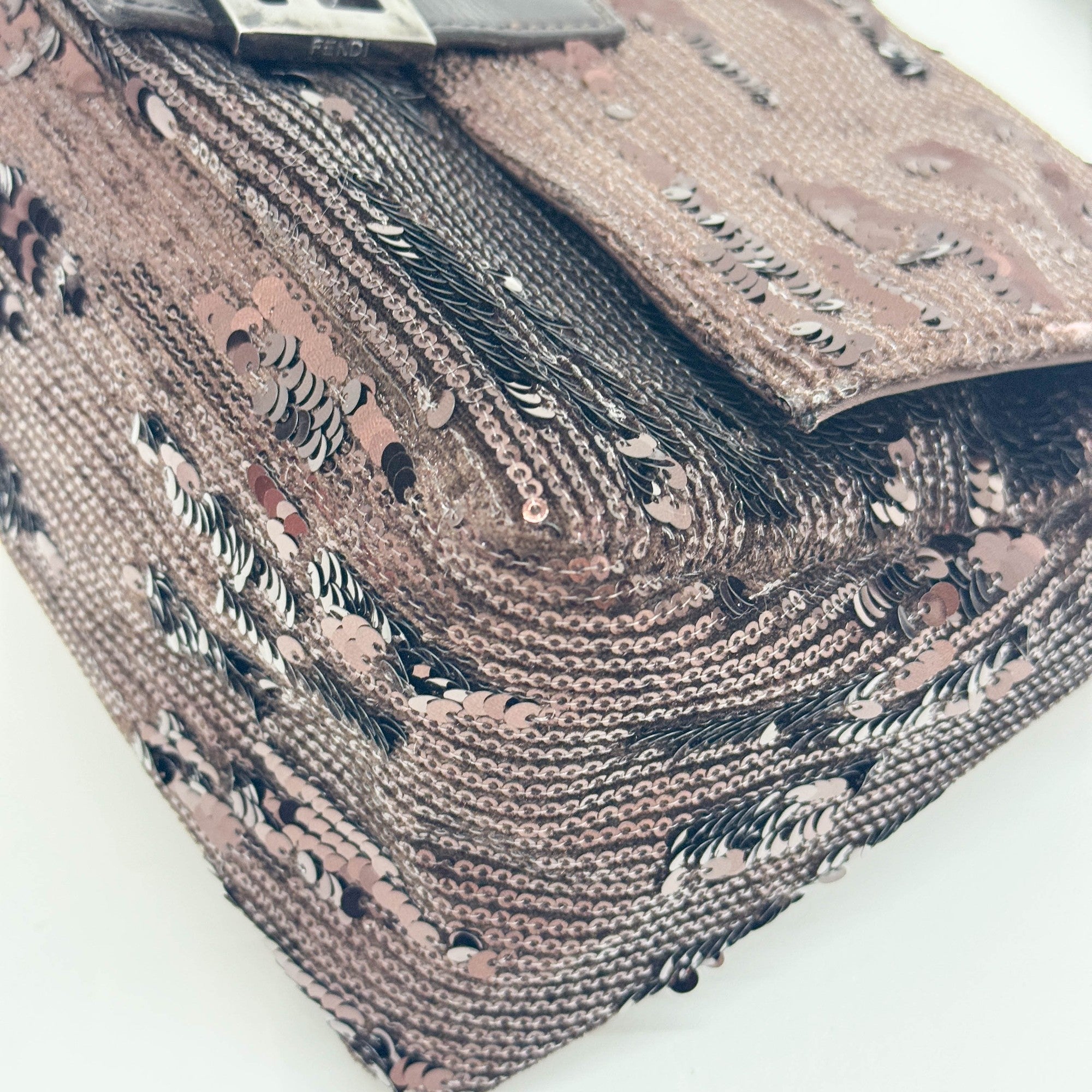 Mamma Baguette Brown Sequin Shoulder Bag