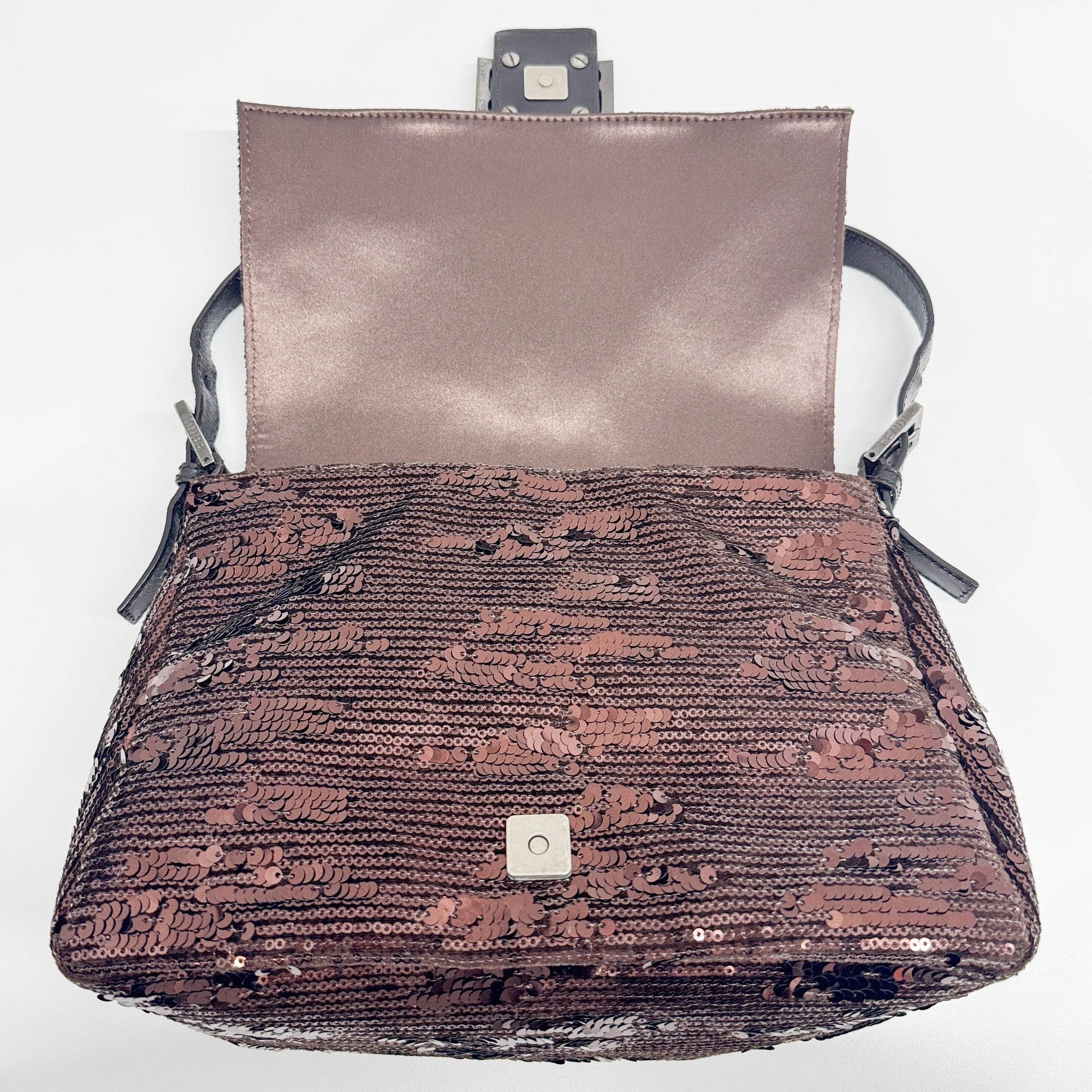 Mamma Baguette Brown Sequin Shoulder Bag