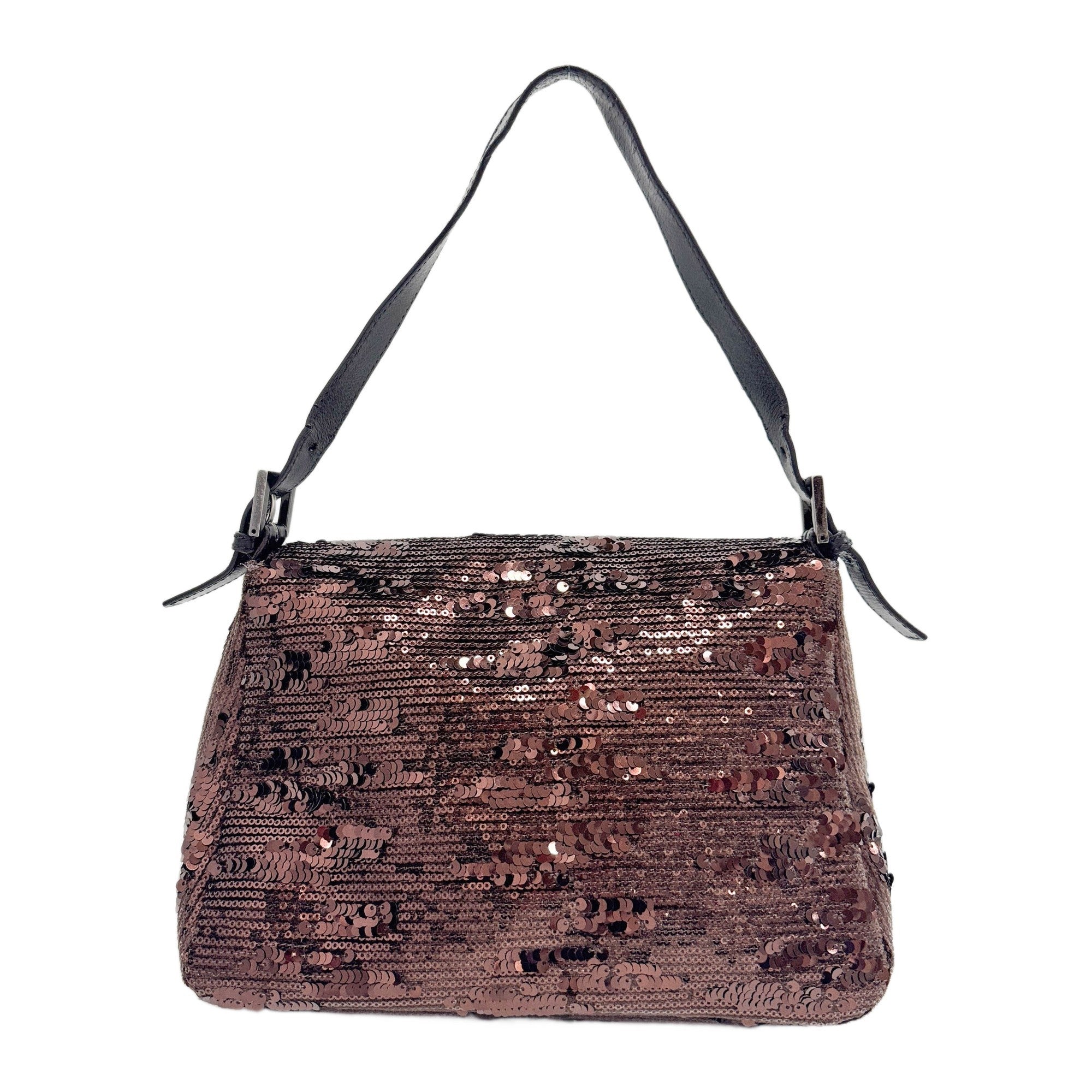 Mamma Baguette Brown Sequin Shoulder Bag