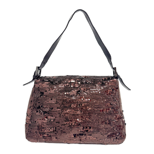 Mamma Baguette Brown Sequin Shoulder Bag