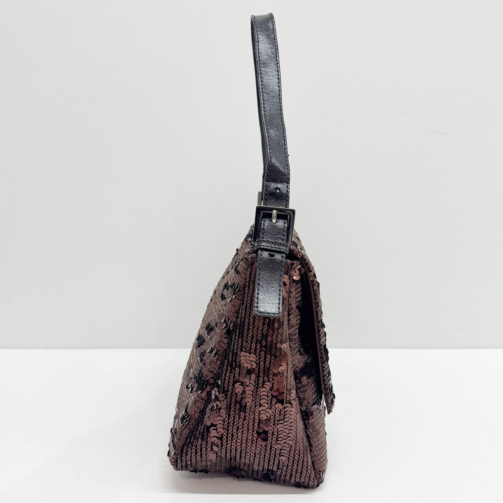 Mamma Baguette Brown Sequin Shoulder Bag