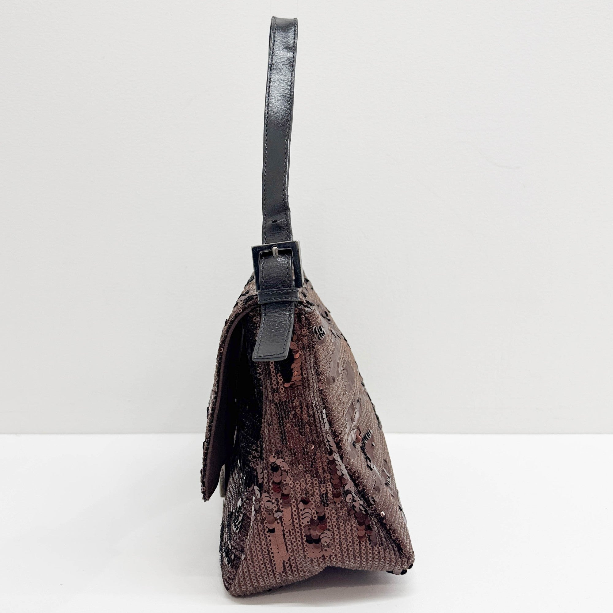 Mamma Baguette Brown Sequin Shoulder Bag