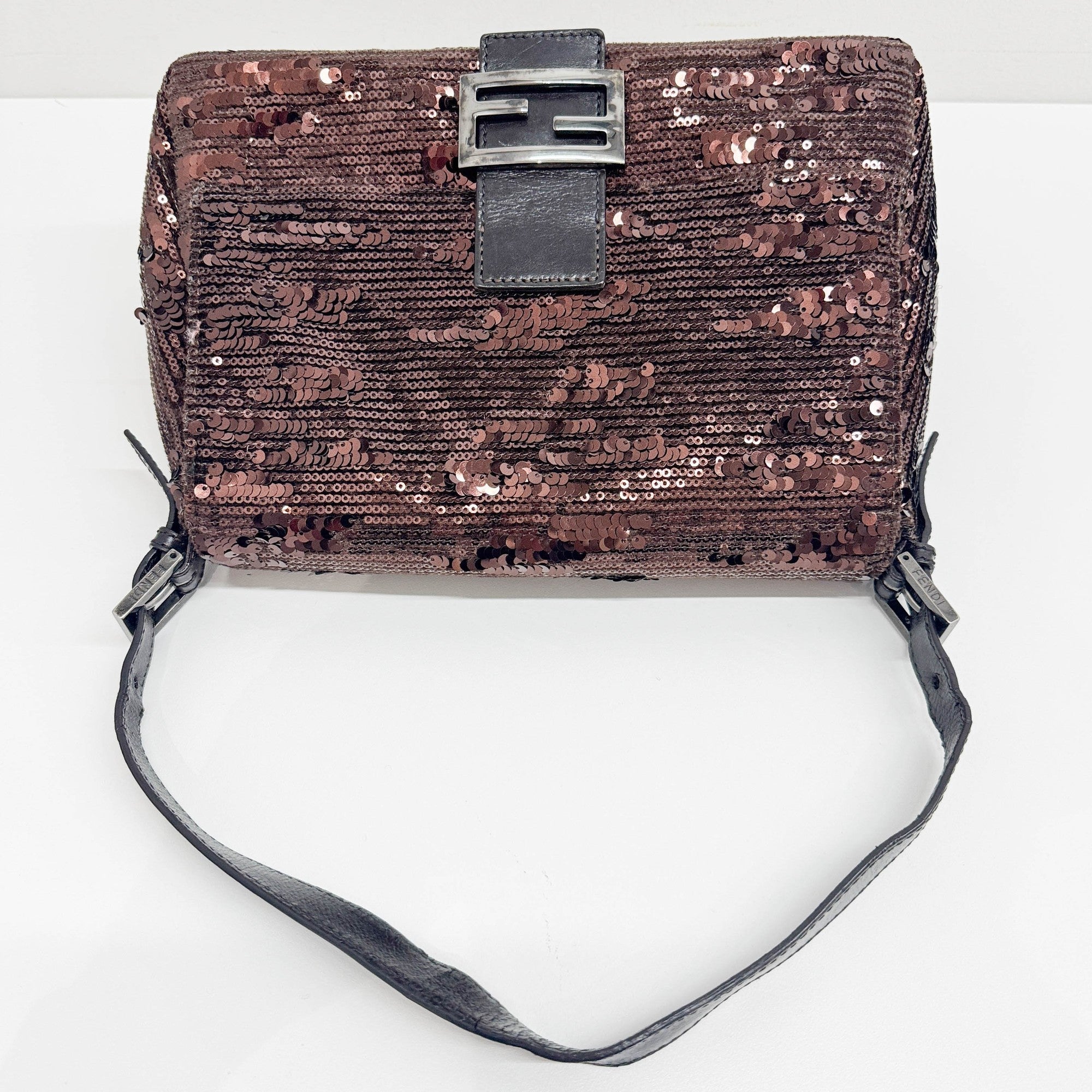 Mamma Baguette Brown Sequin Shoulder Bag