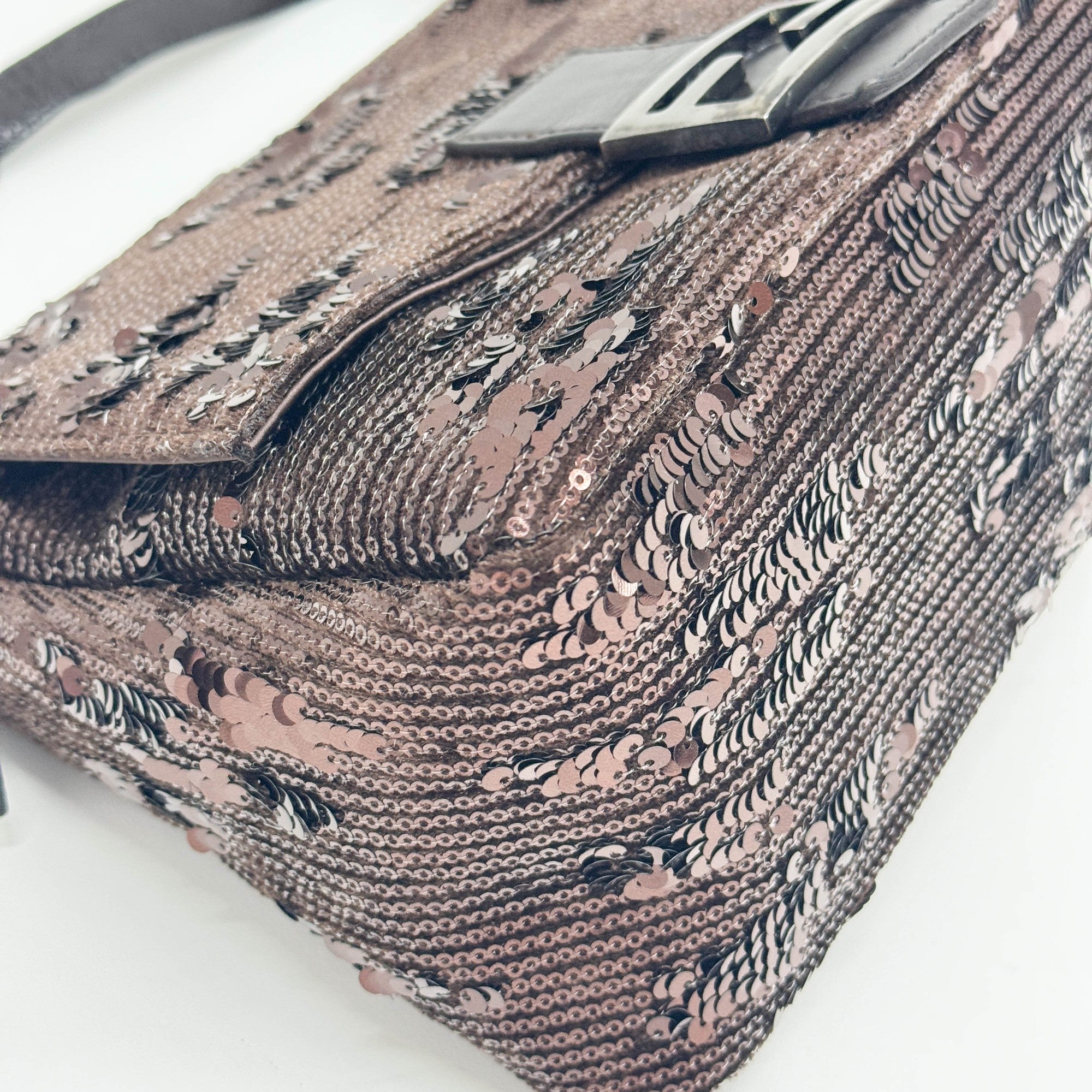 Mamma Baguette Brown Sequin Shoulder Bag
