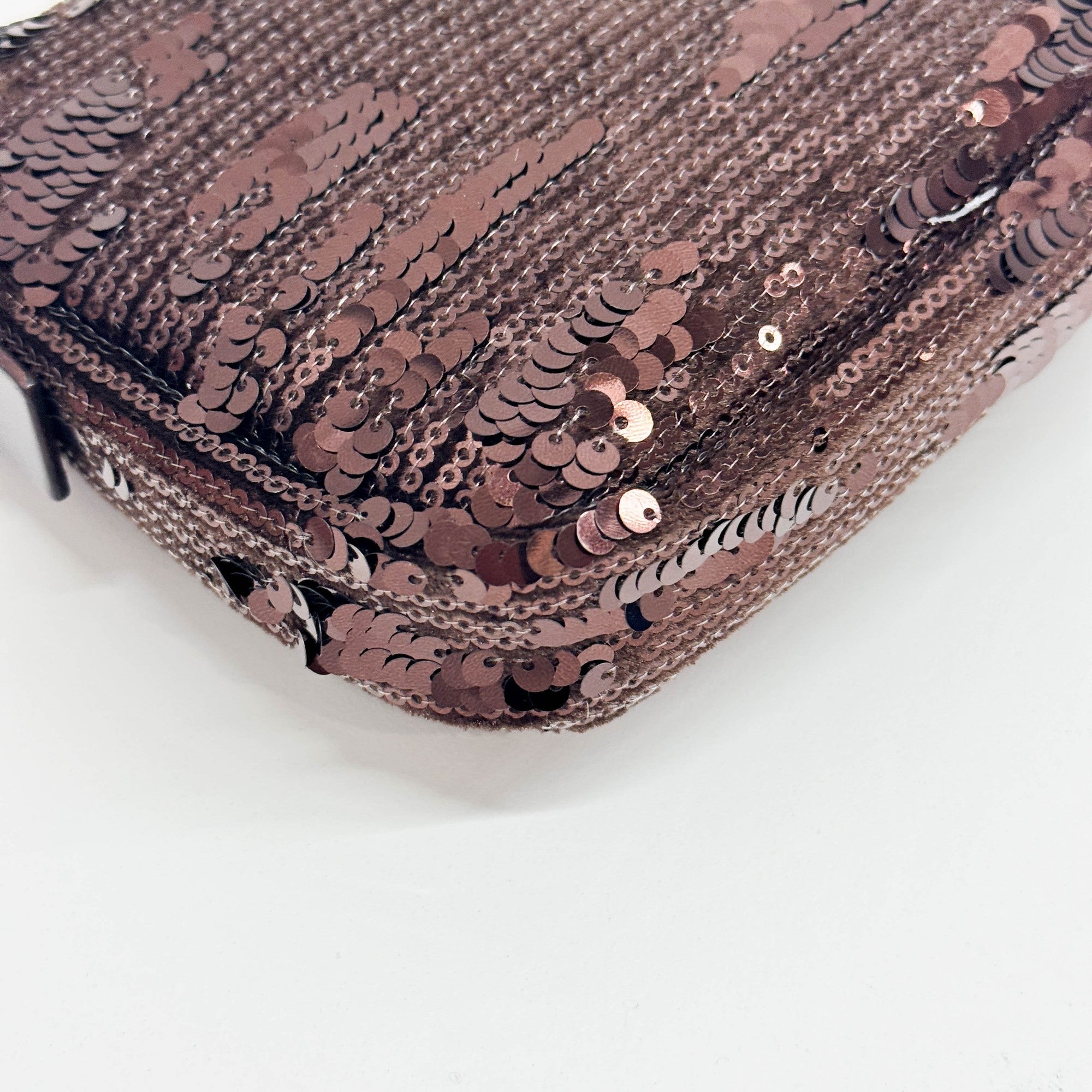 Baguette Brown Sequin Shoulder Bag