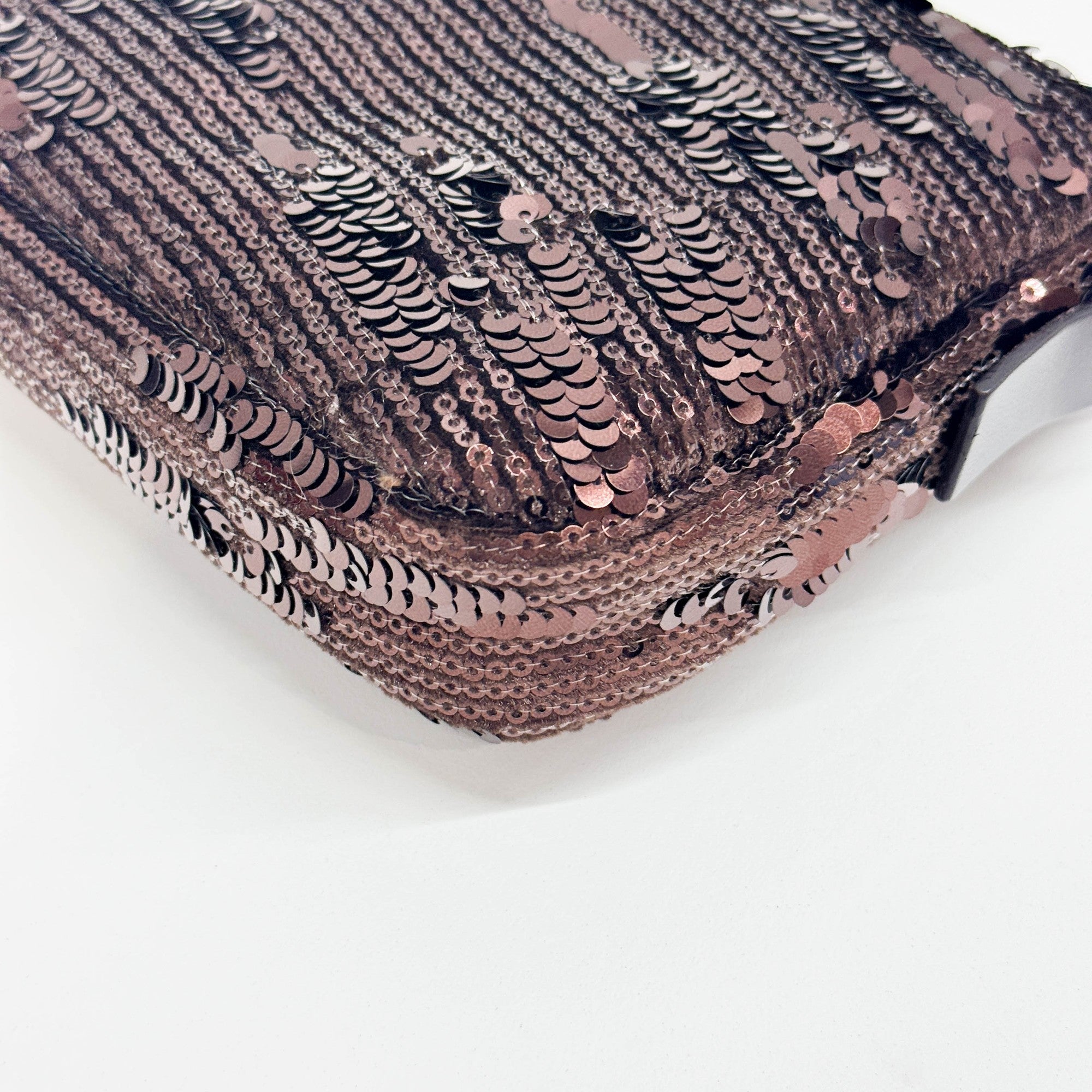 Baguette Brown Sequin Shoulder Bag