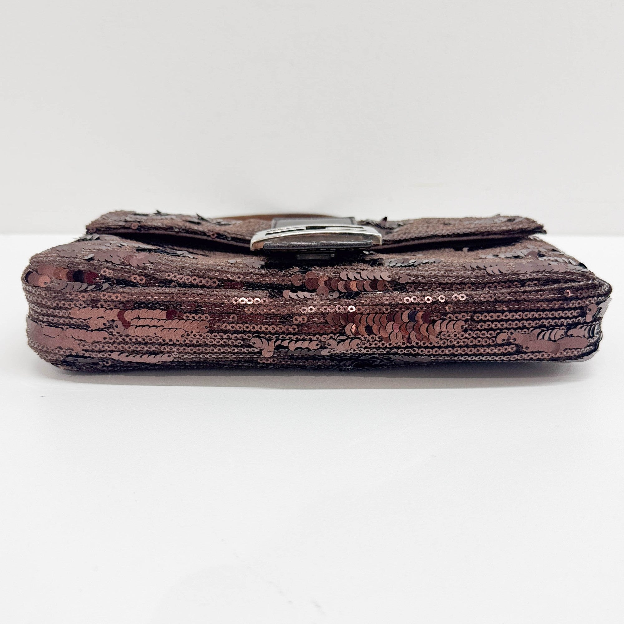 Baguette Brown Sequin Shoulder Bag